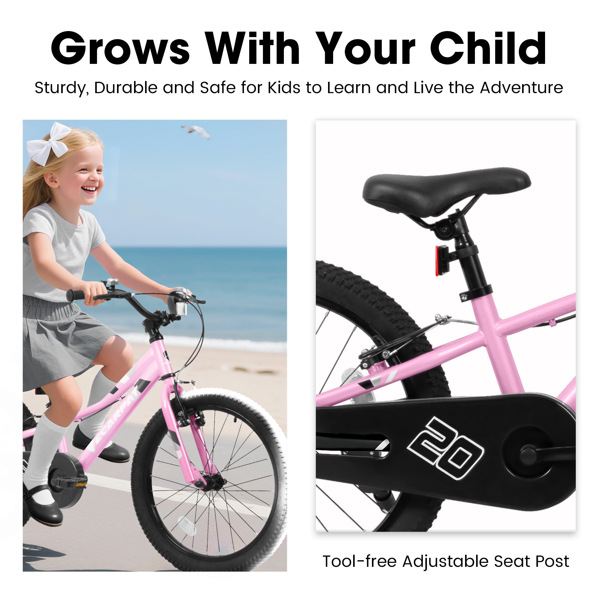 20-inch 1-speed children's bicycle, front V-shaped brake, rear holding brake