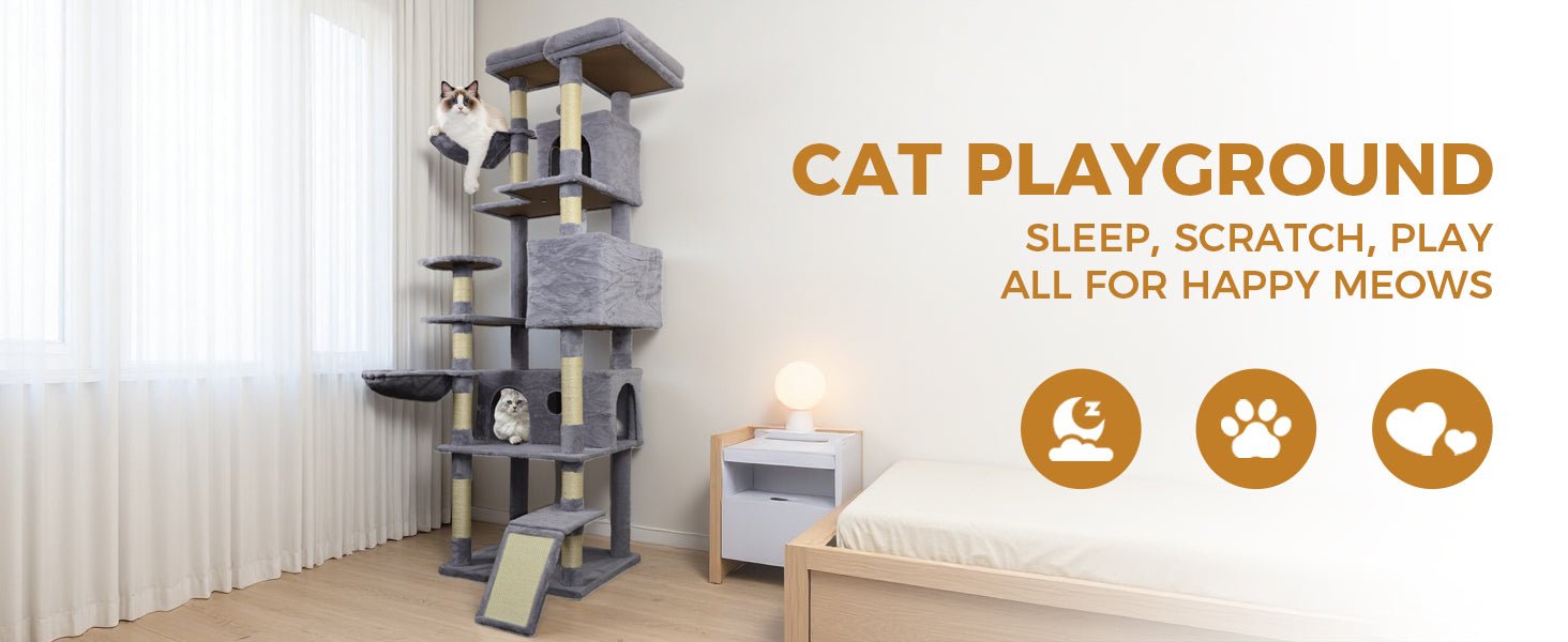 84.6 Dark grey wide - base Cat tree tower - KiKiUMi