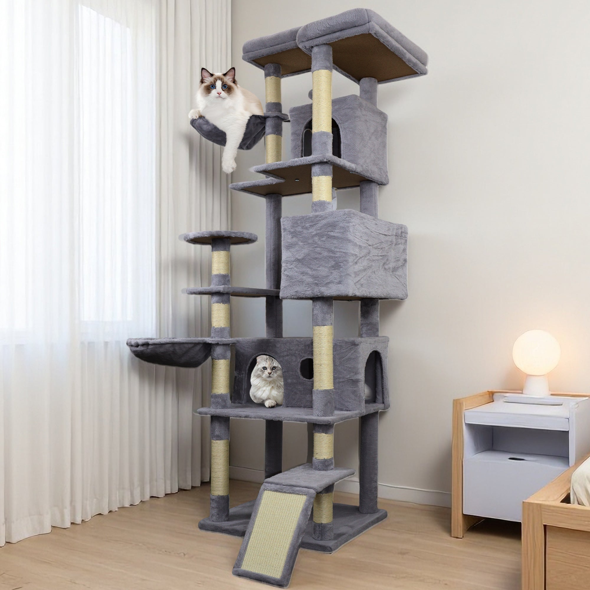 84.6 Dark grey wide - base Cat tree tower - KiKiUMi
