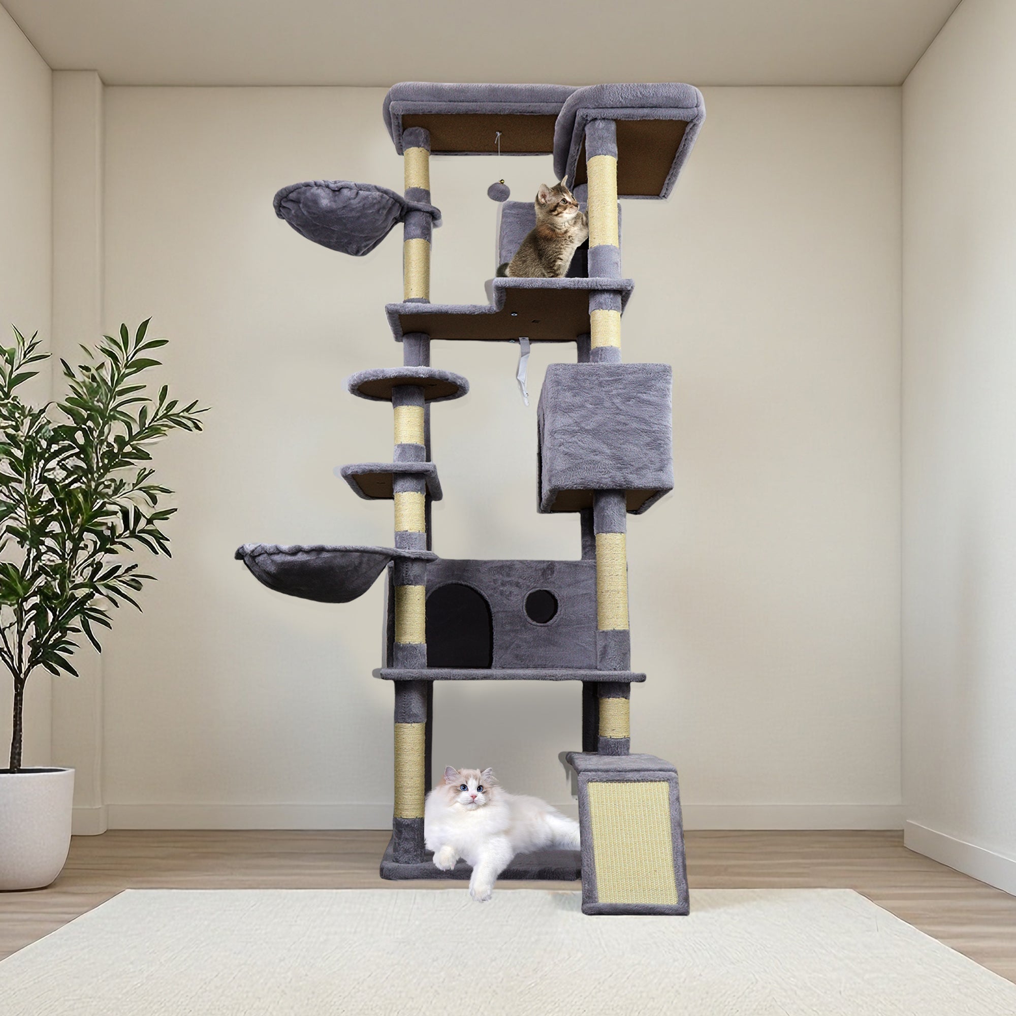 84.6 Dark grey wide - base Cat tree tower - KiKiUMi