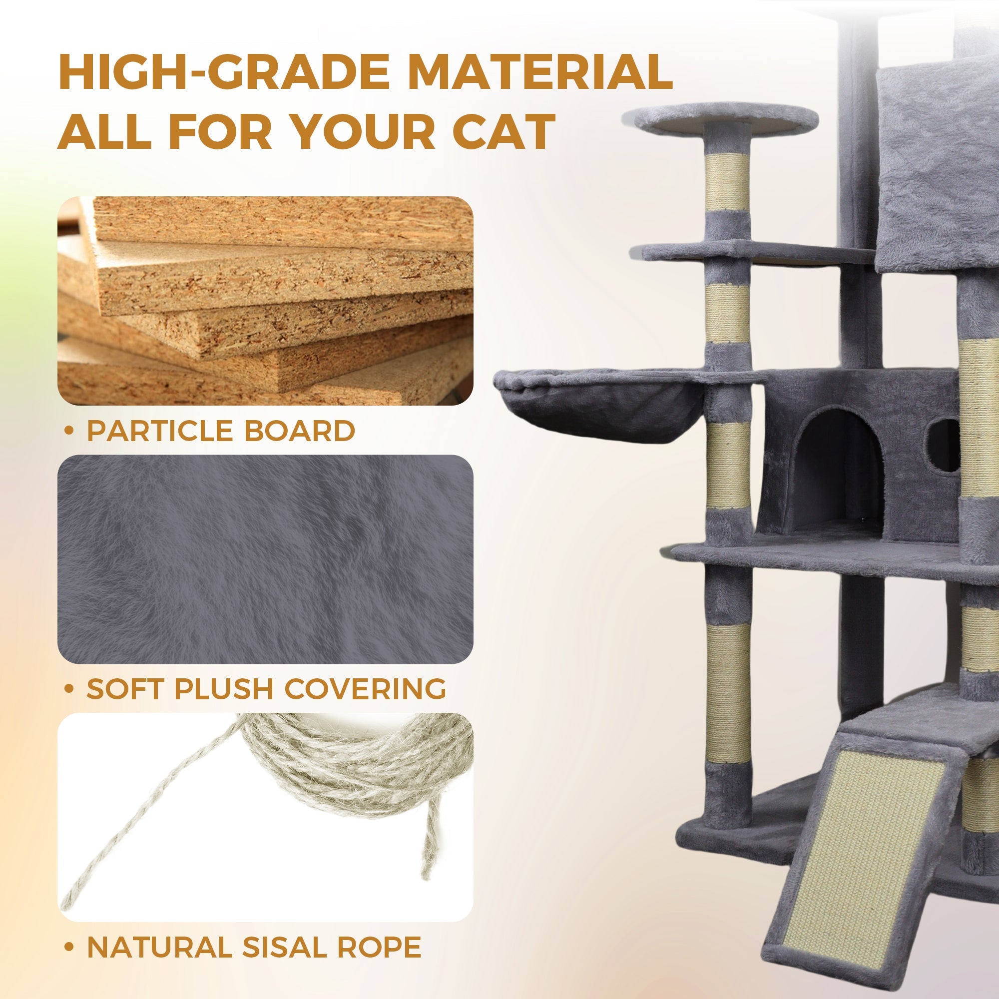 84.6 Dark grey wide - base Cat tree tower - KiKiUMi