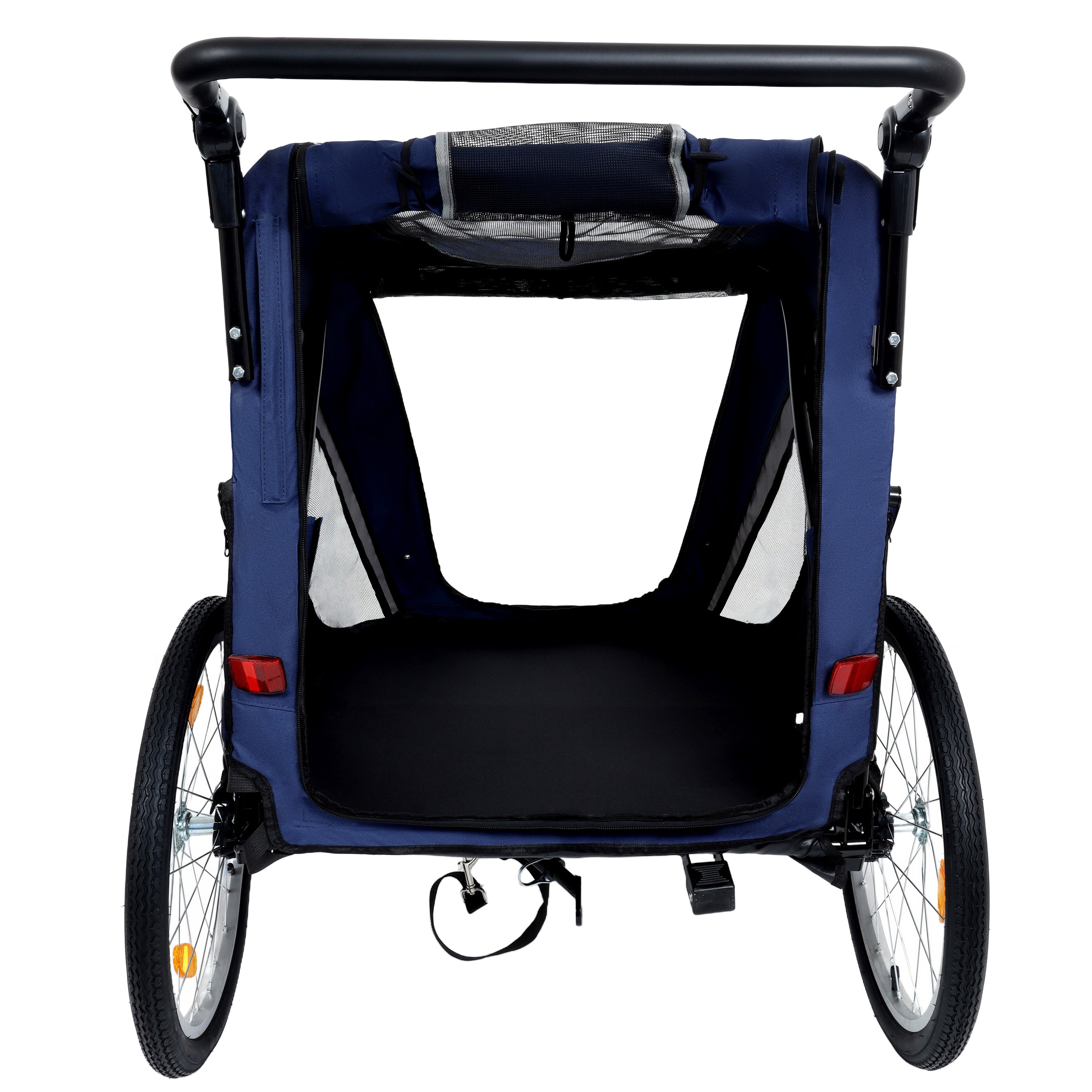 Detachable 2-in-1 pet bicycle trailer and stroller(Black+Blue)