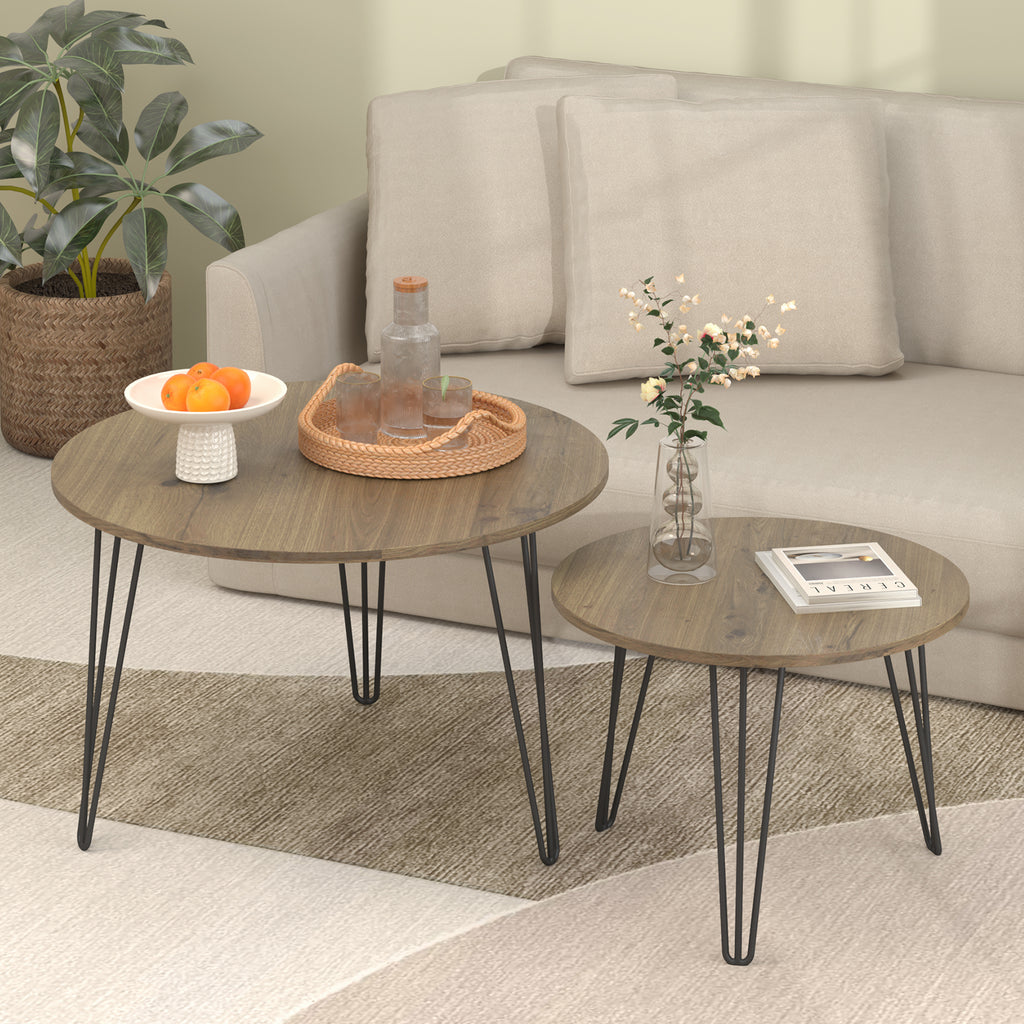 Coffee table with nested marble patterns (Brown)