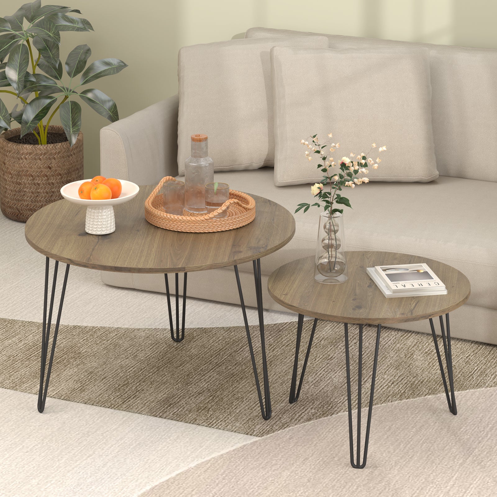 Coffee table with nested marble patterns (Brown)
