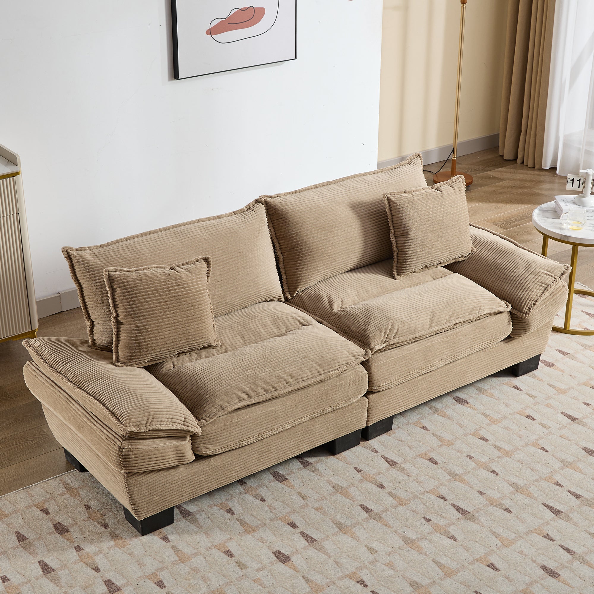 Corduroy sofas suitable for multiple scenarios. (khaki)