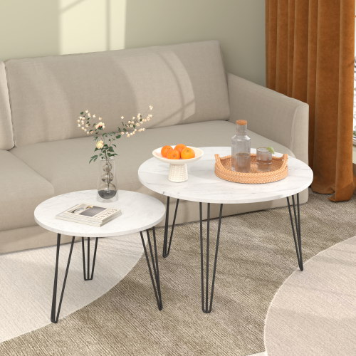 Coffee table with nested marble patterns (Brown)