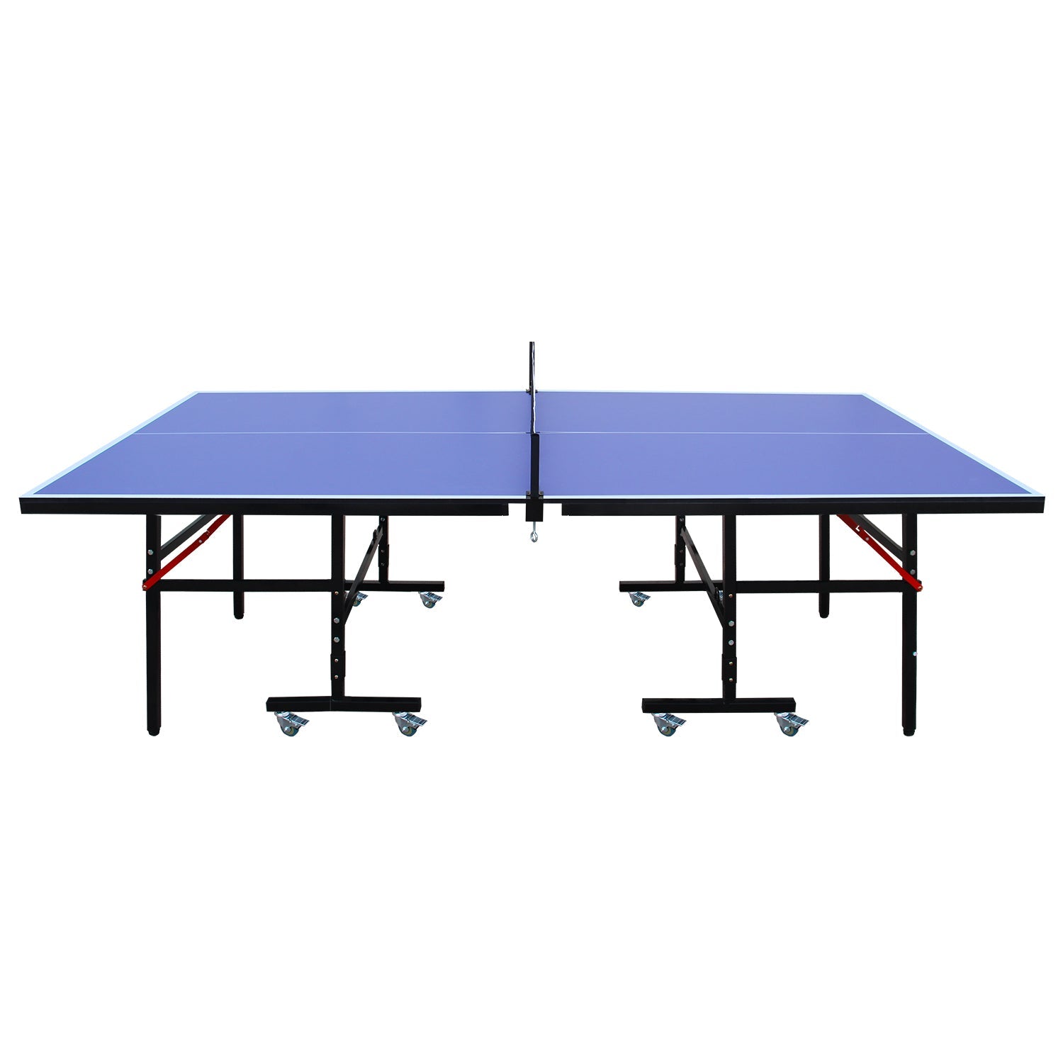 8ft Mid - Size Table Tennis Table Foldable & Portable Ping Pong Table Set for Indoor Games with Net, 2 Table Tennis Paddles and 3 Balls 89 lbs - KiKiUMi