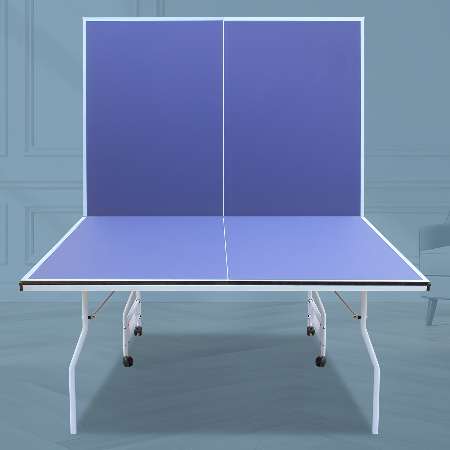9 - foot collapsible medium - sized ping - pong table with a net, 2 ping - pong paddles and 3 balls 105 lbs - KiKiUMi