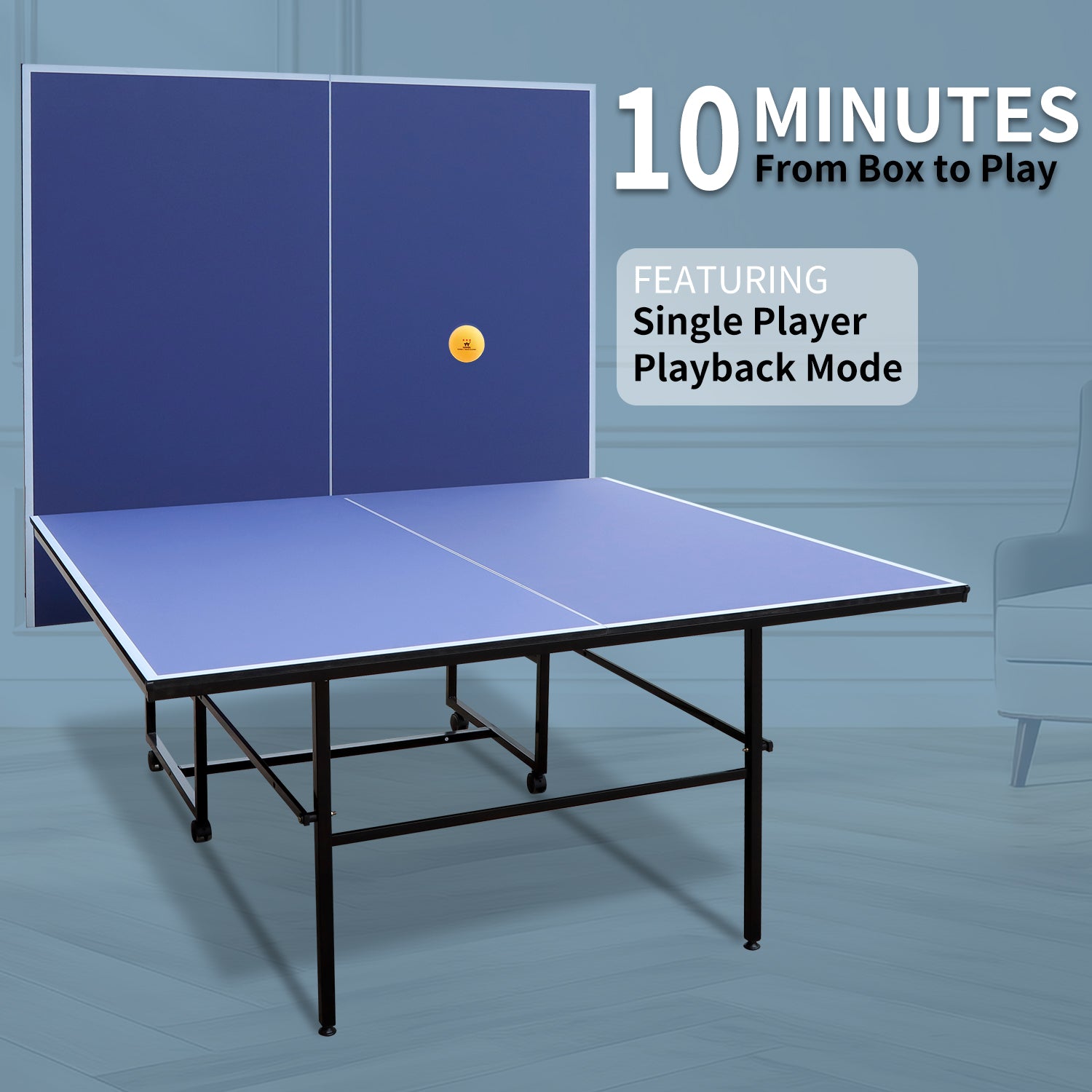 9 - foot collapsible medium - sized ping - pong table with a net, 2 ping - pong paddles and 3 balls 98 lbs - KiKiUMi