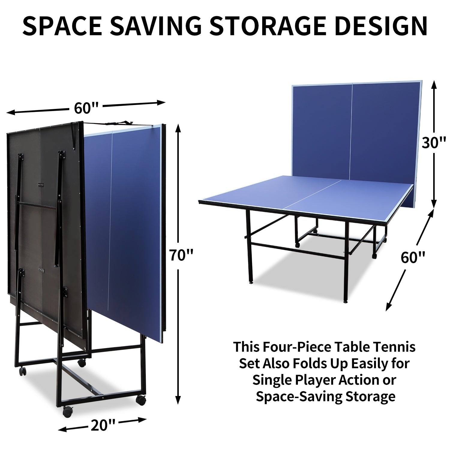 9 - foot collapsible medium - sized ping - pong table with a net, 2 ping - pong paddles and 3 balls 98 lbs - KiKiUMi