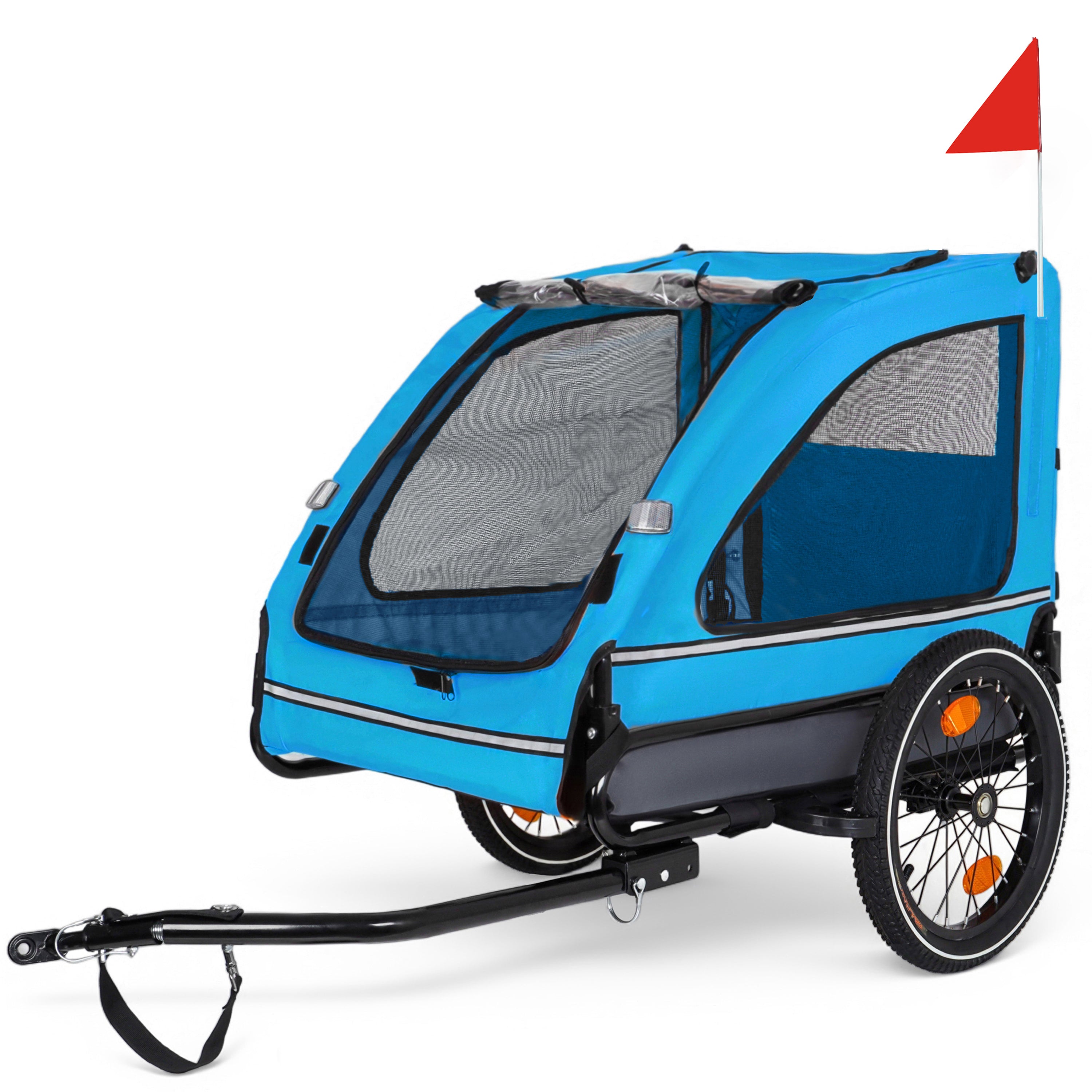 Easy-to-fold pet bicycle trailer(blue+grey)
