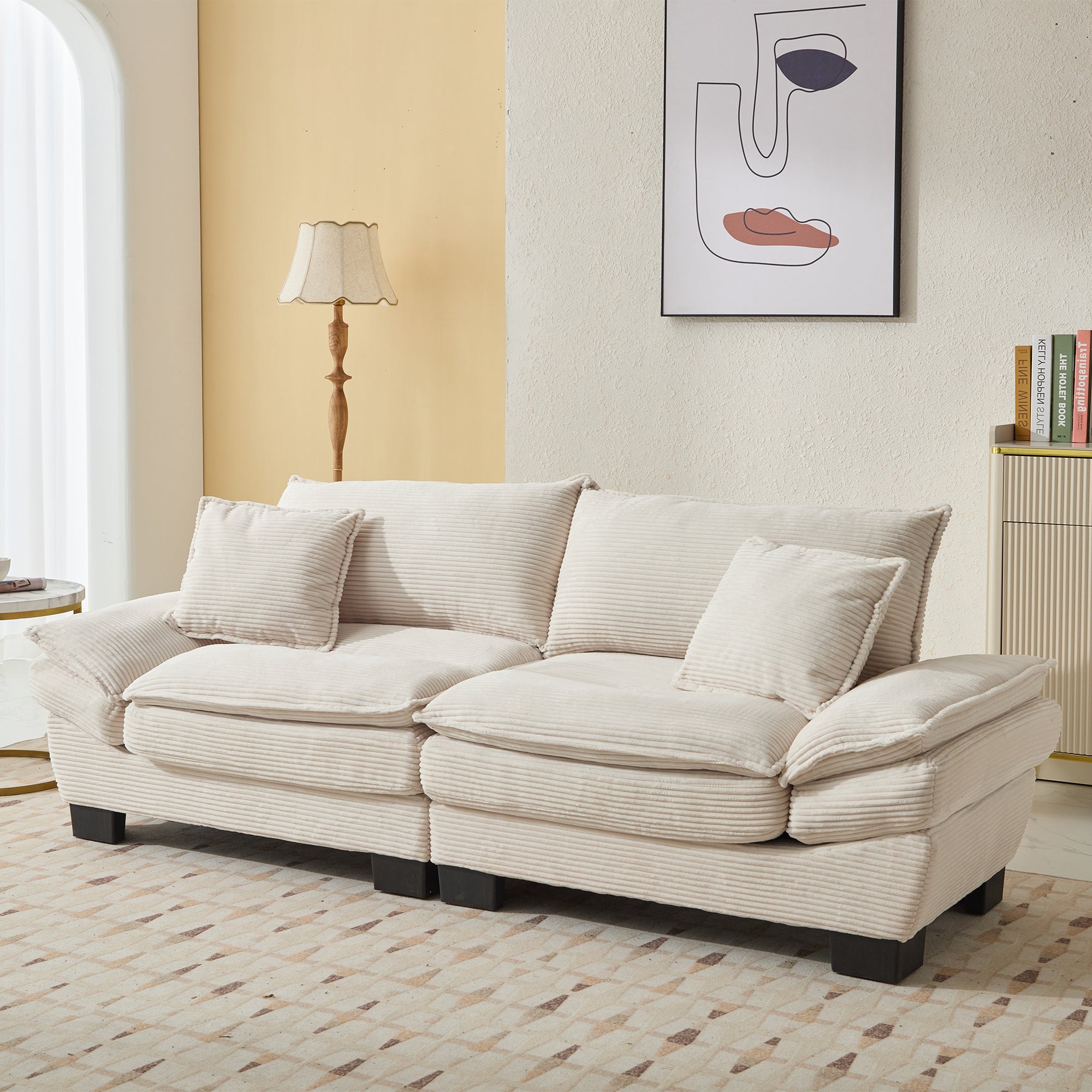 Corduroy sofas suitable for multiple scenarios. (beige)