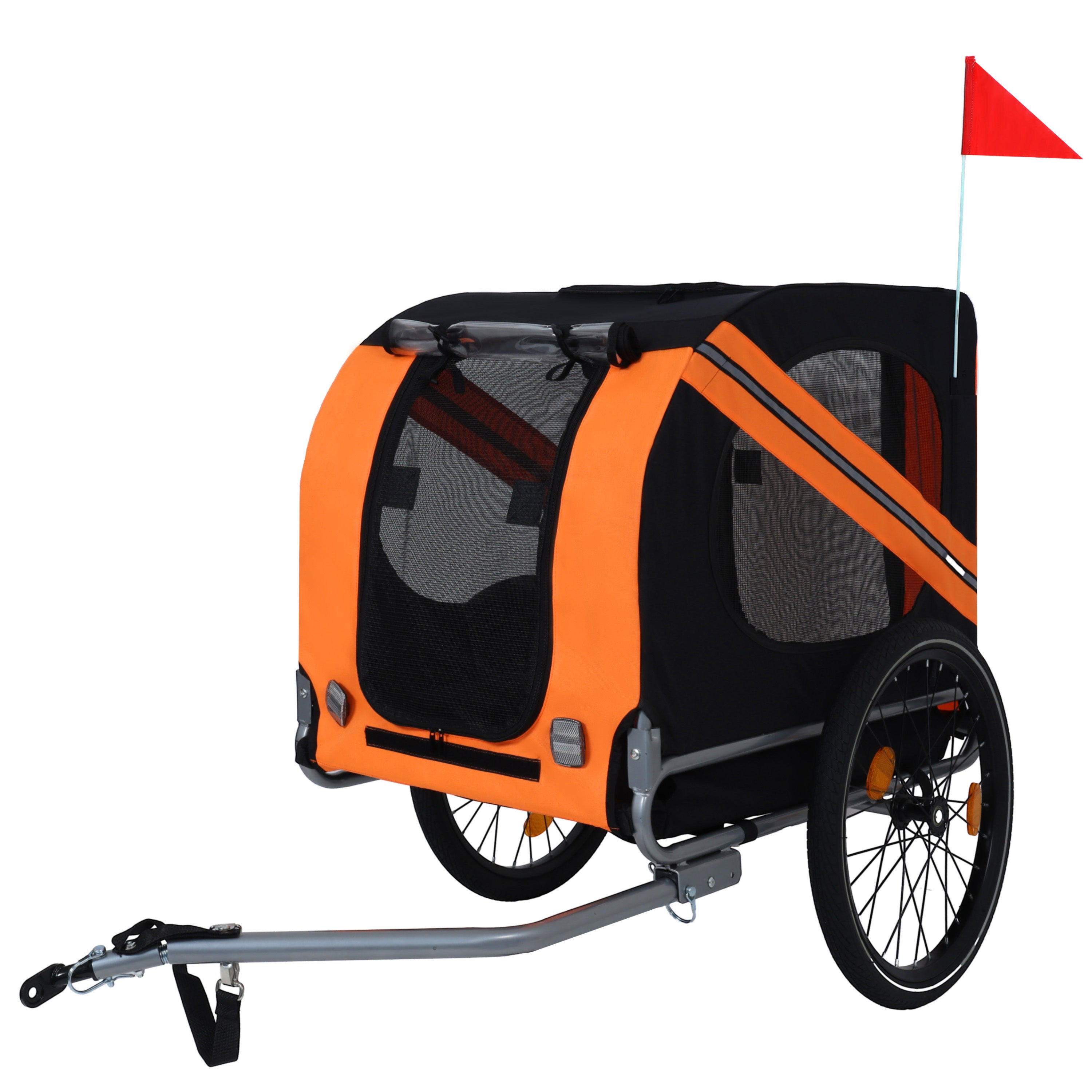 Outdoor 66-pound pet all-terrain folding bicycle trailer (Black+Orange)