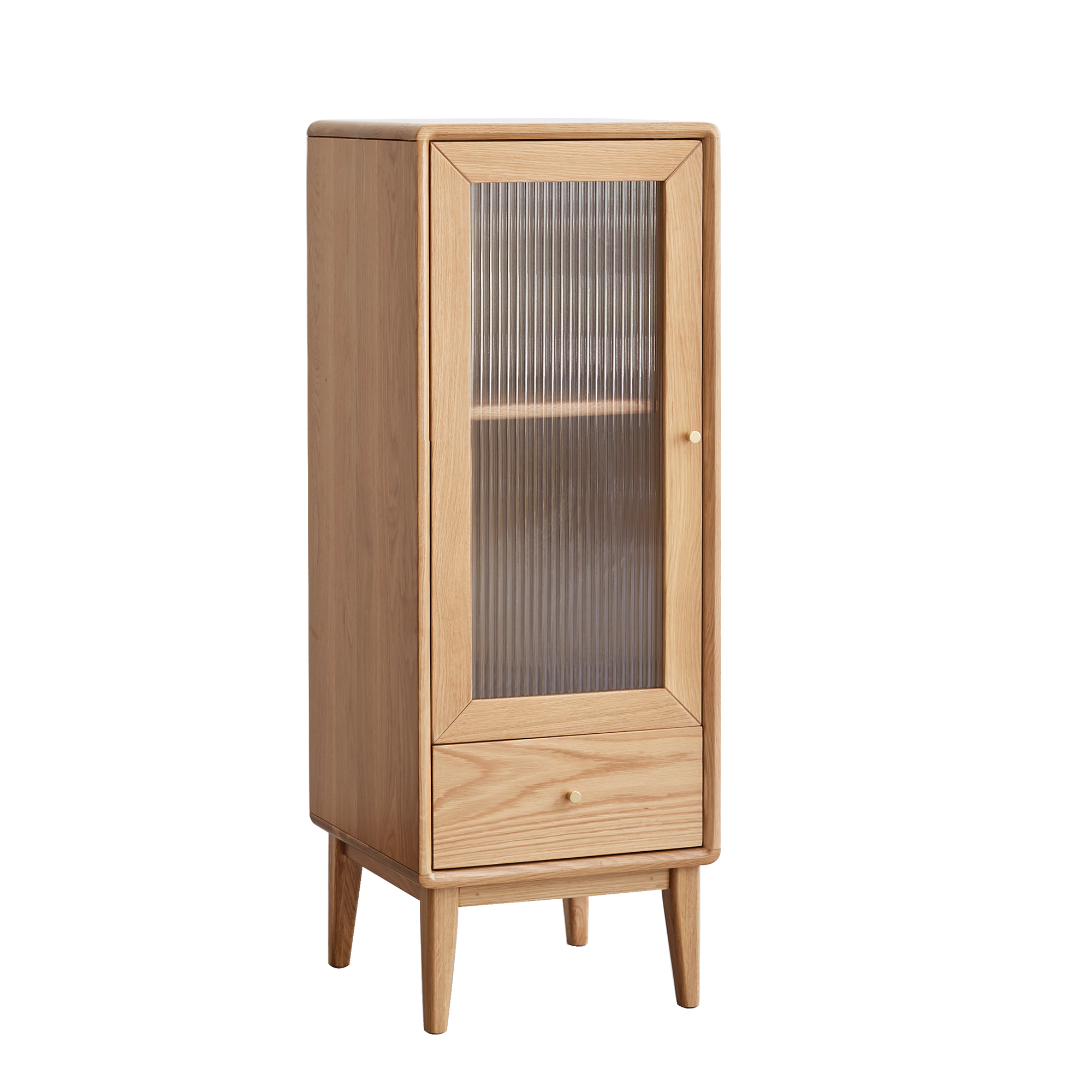 Solid Oak Small Storage Cabinet with Glass Doors
