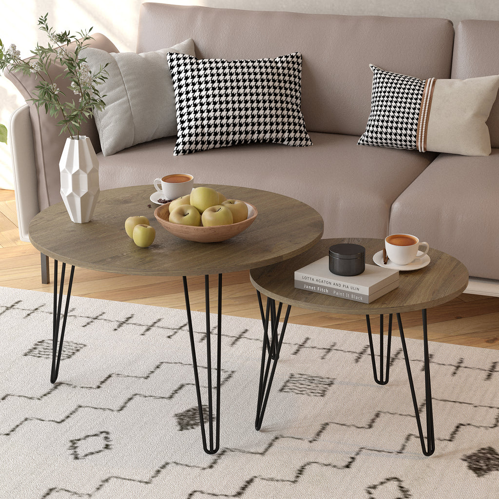 Coffee table with nested marble patterns (Brown)