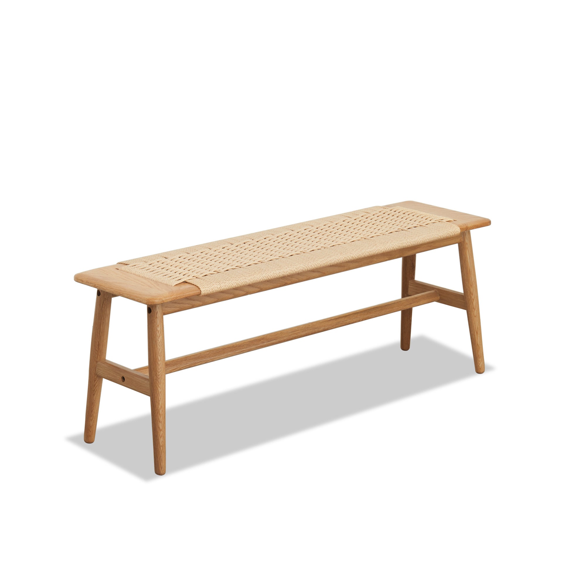 Rattan Bench,  Skinny Bench with Hand-Woven Rope Top Design