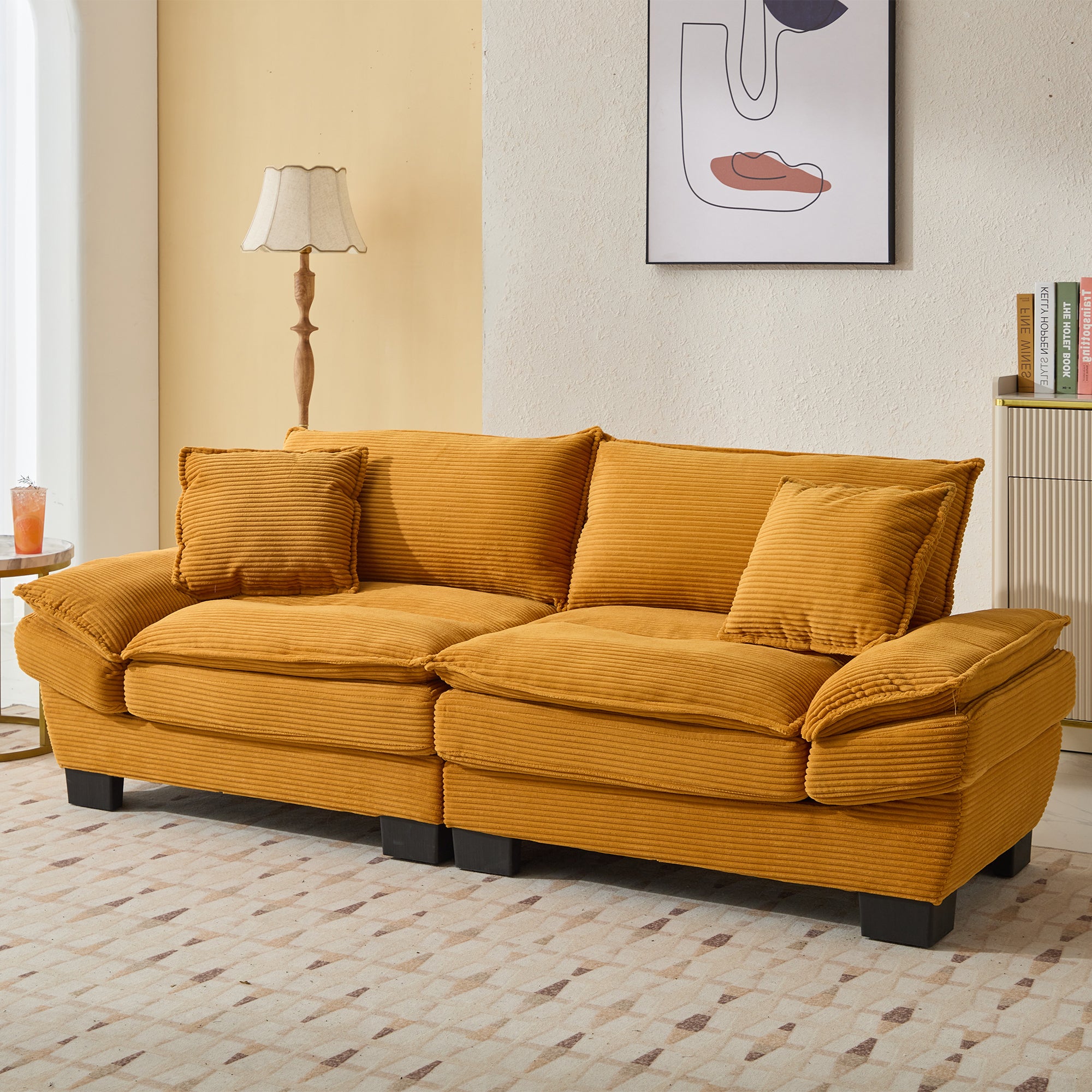 Corduroy sofas suitable for multiple scenarios. (yellow)