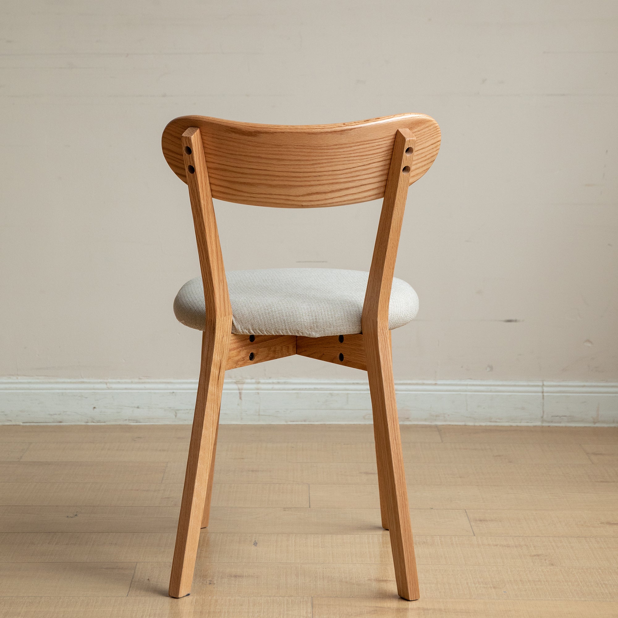 Solid Oak Dining Chairs Set of 2(Oak+Pear White)