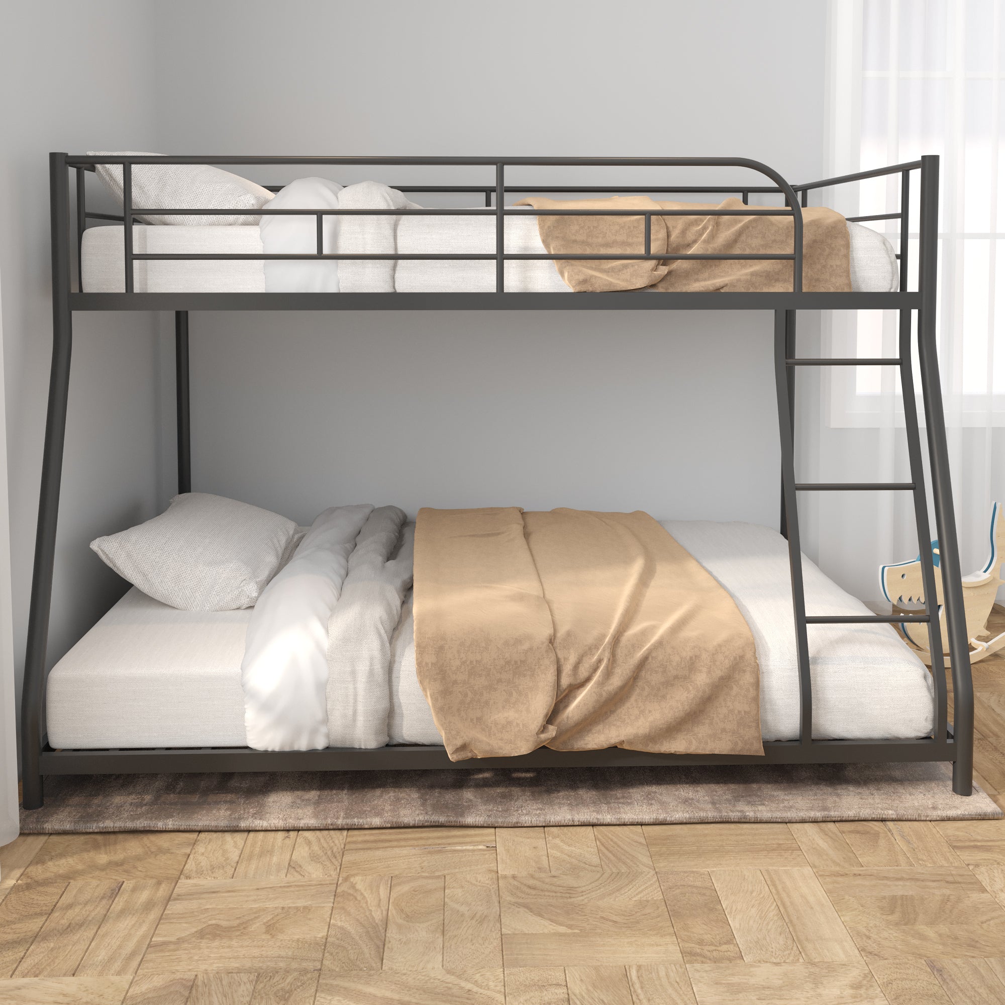 Low-noise metal double bed