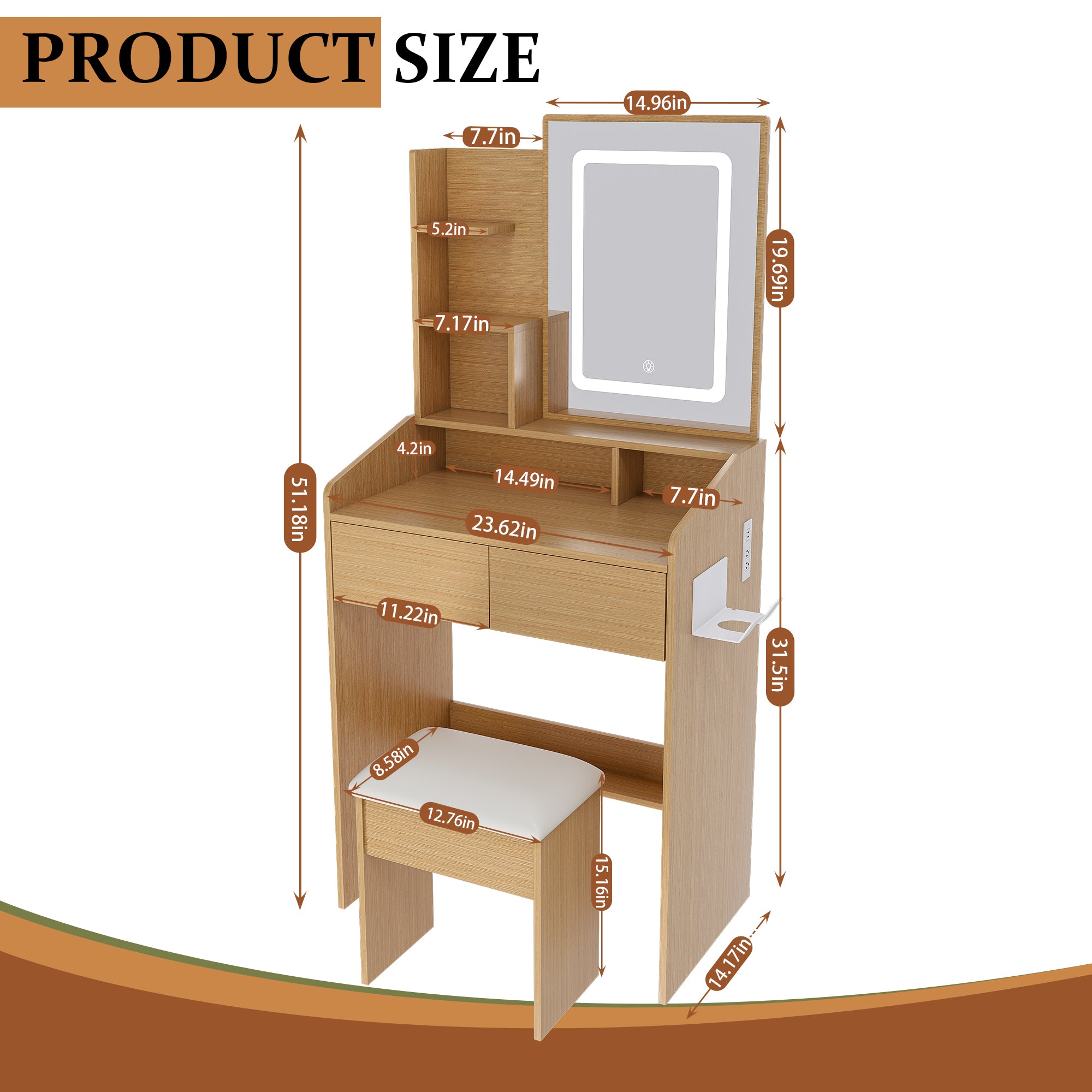 Multi-functional compact dressing table for a small bedroom