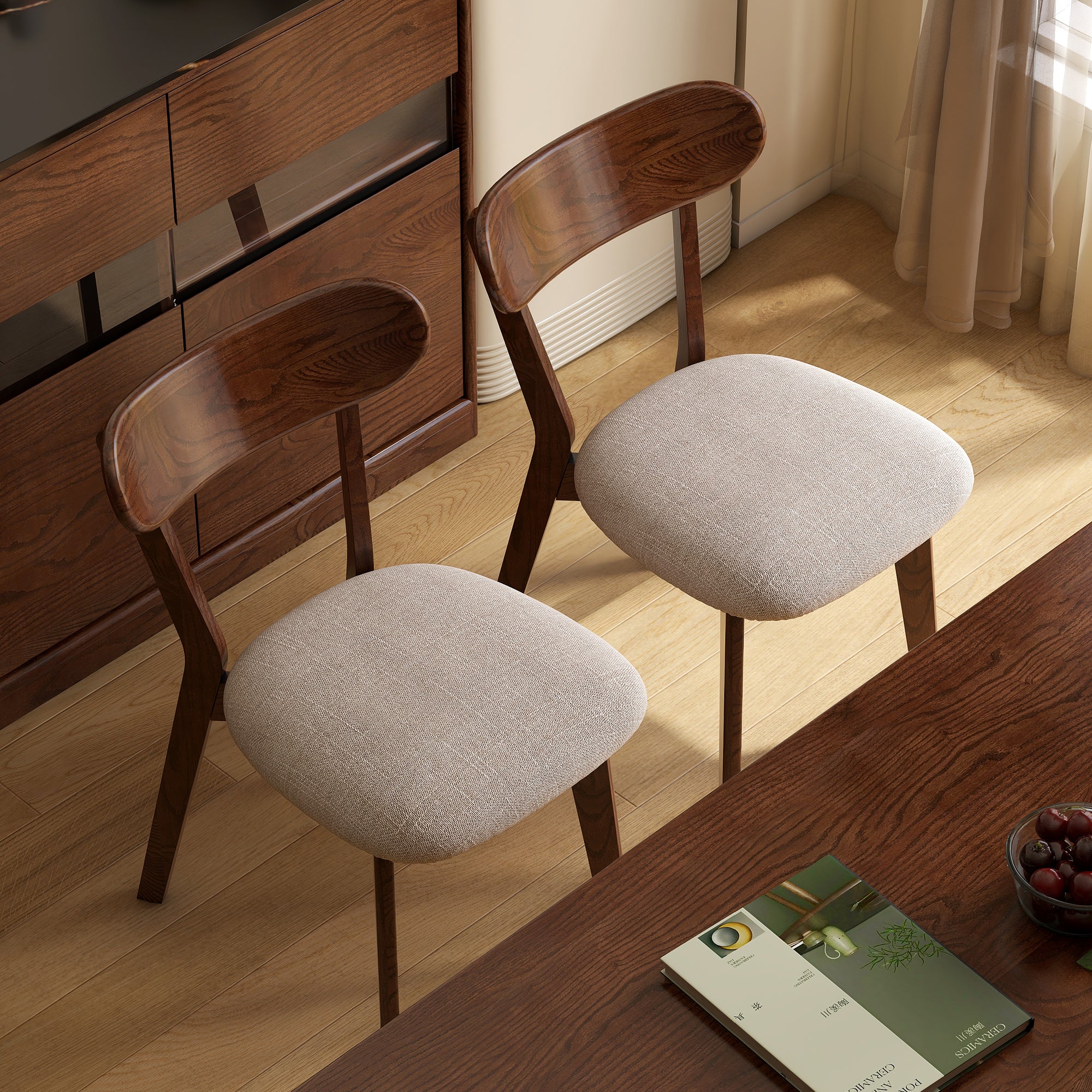 Walnut Upholstered Dining Chair