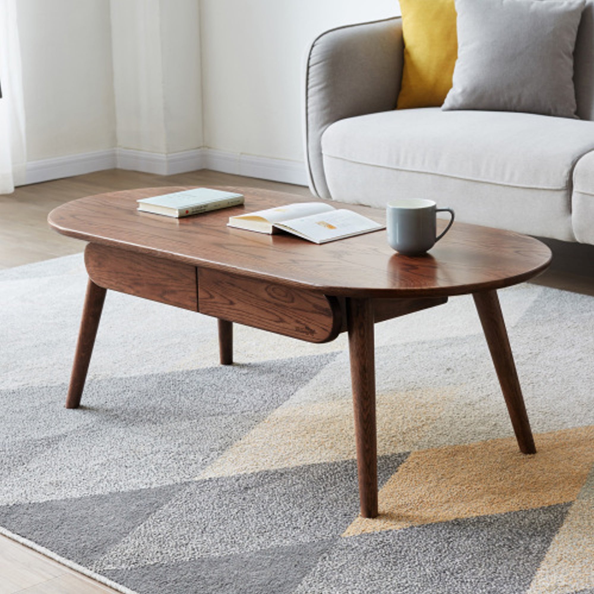 Walnut Oval Coffee Table,FAS-Grade North American Oak