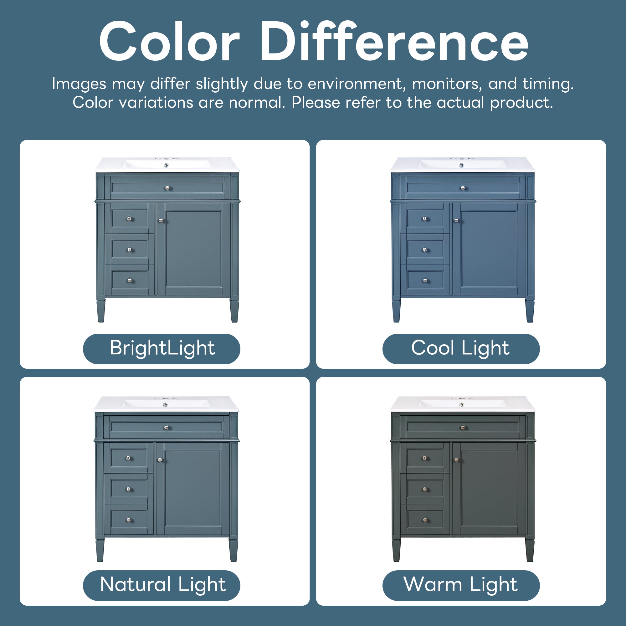 30 "Single sink bathroom dressing table, modern bathroom storage cabinet(blue)