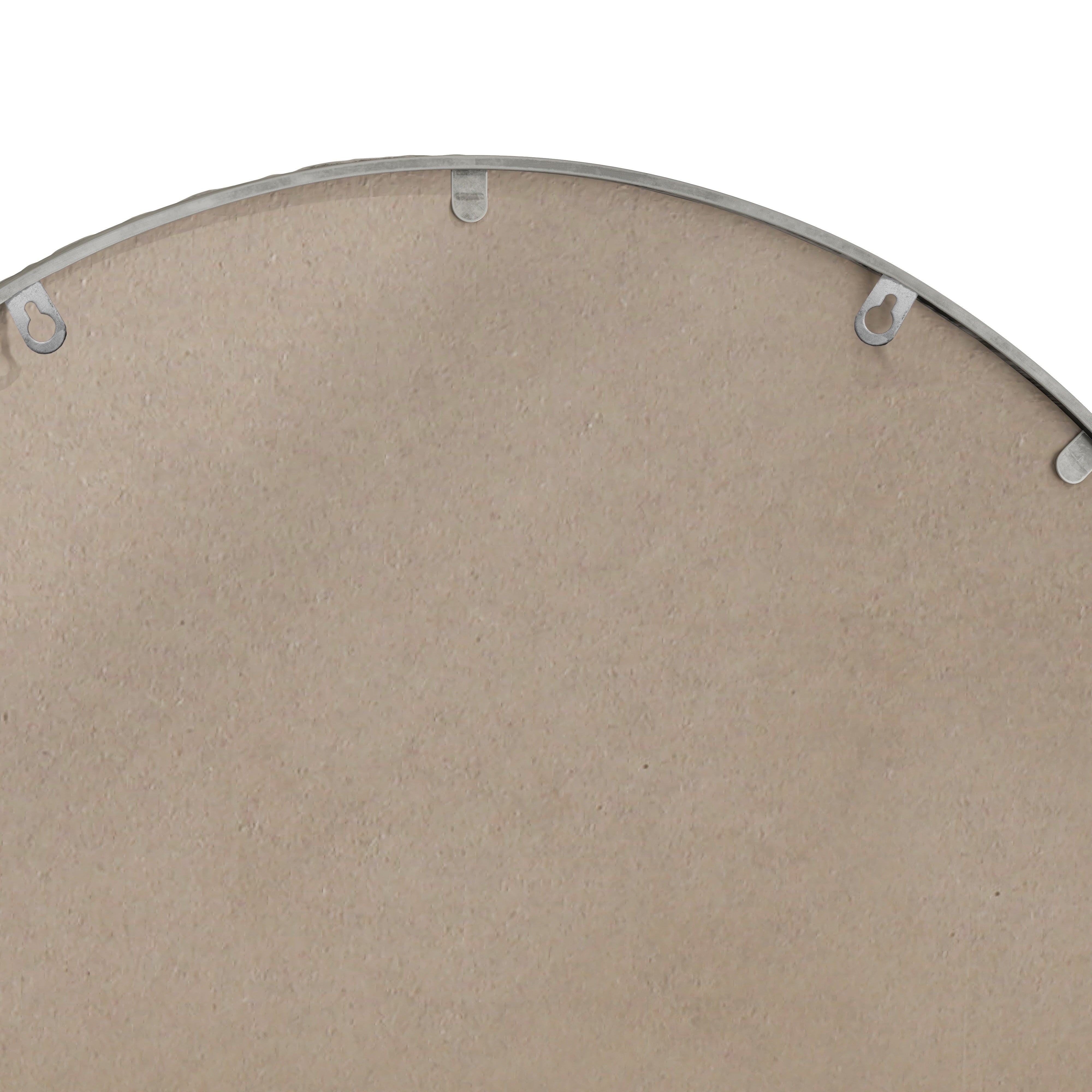 Silver arched mirror with tempered glass and a metal frame