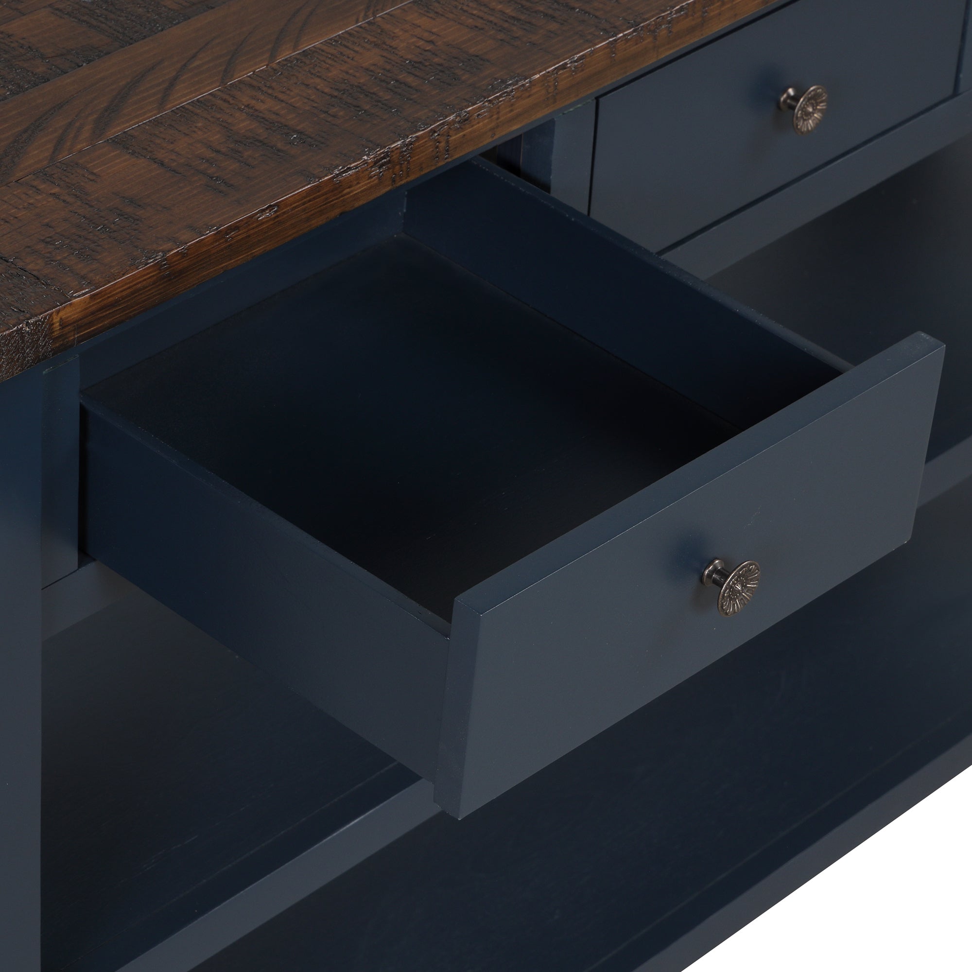 Modern solid pine top control console table(blue)