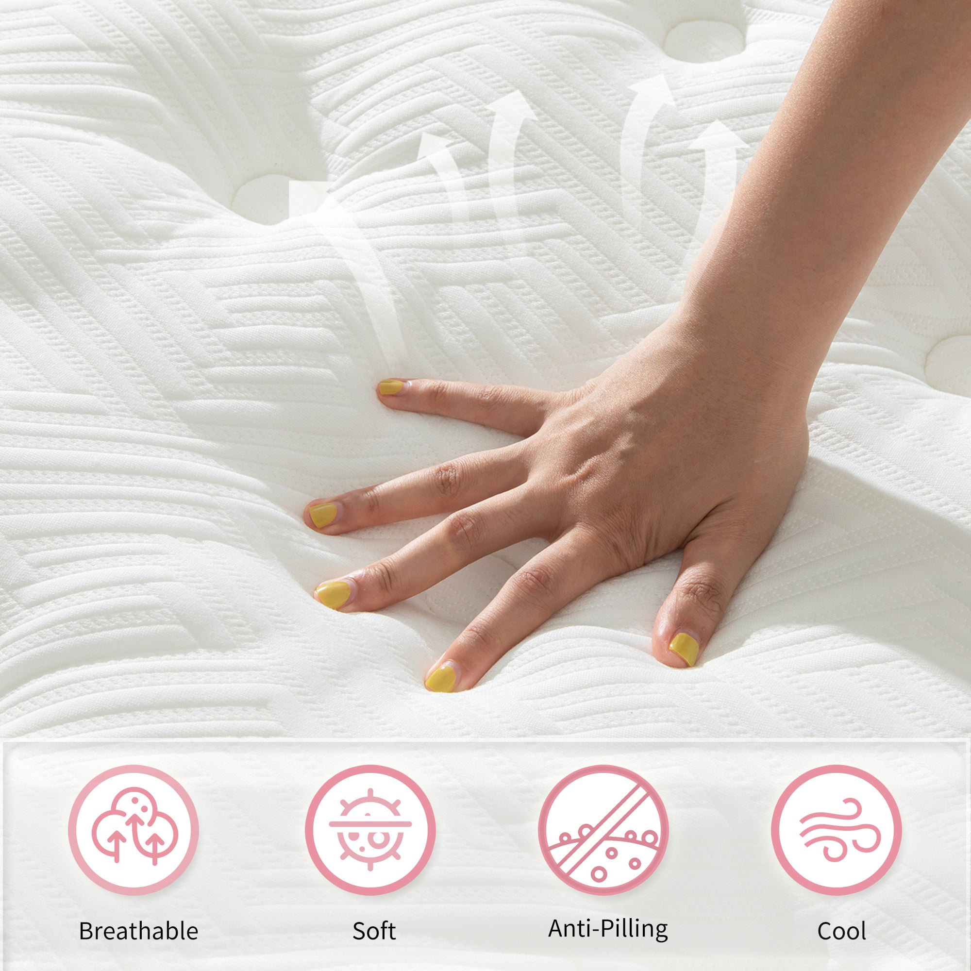 Pink 12-inch hybrid mattress spring memory foam