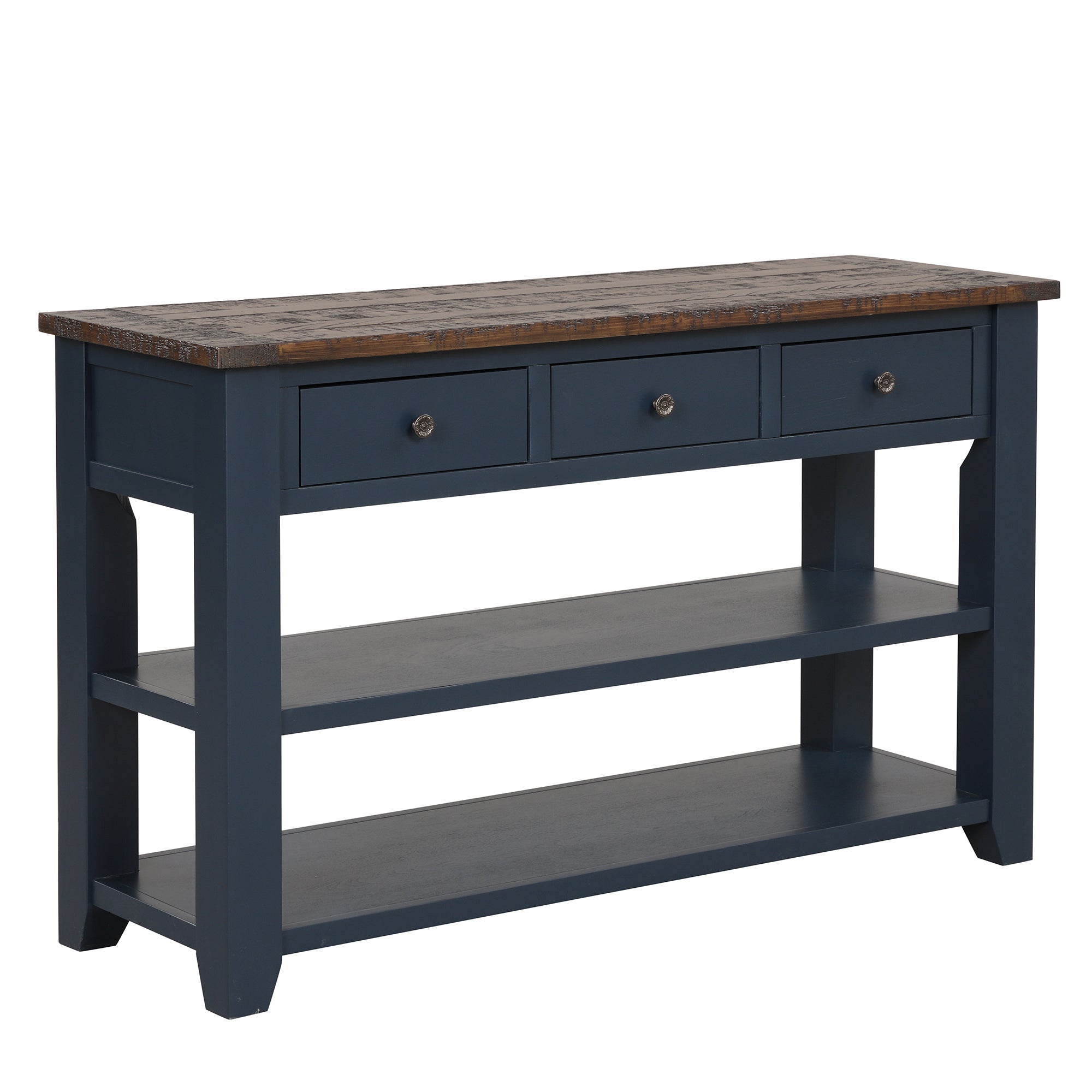 Modern solid pine top control console table(blue)