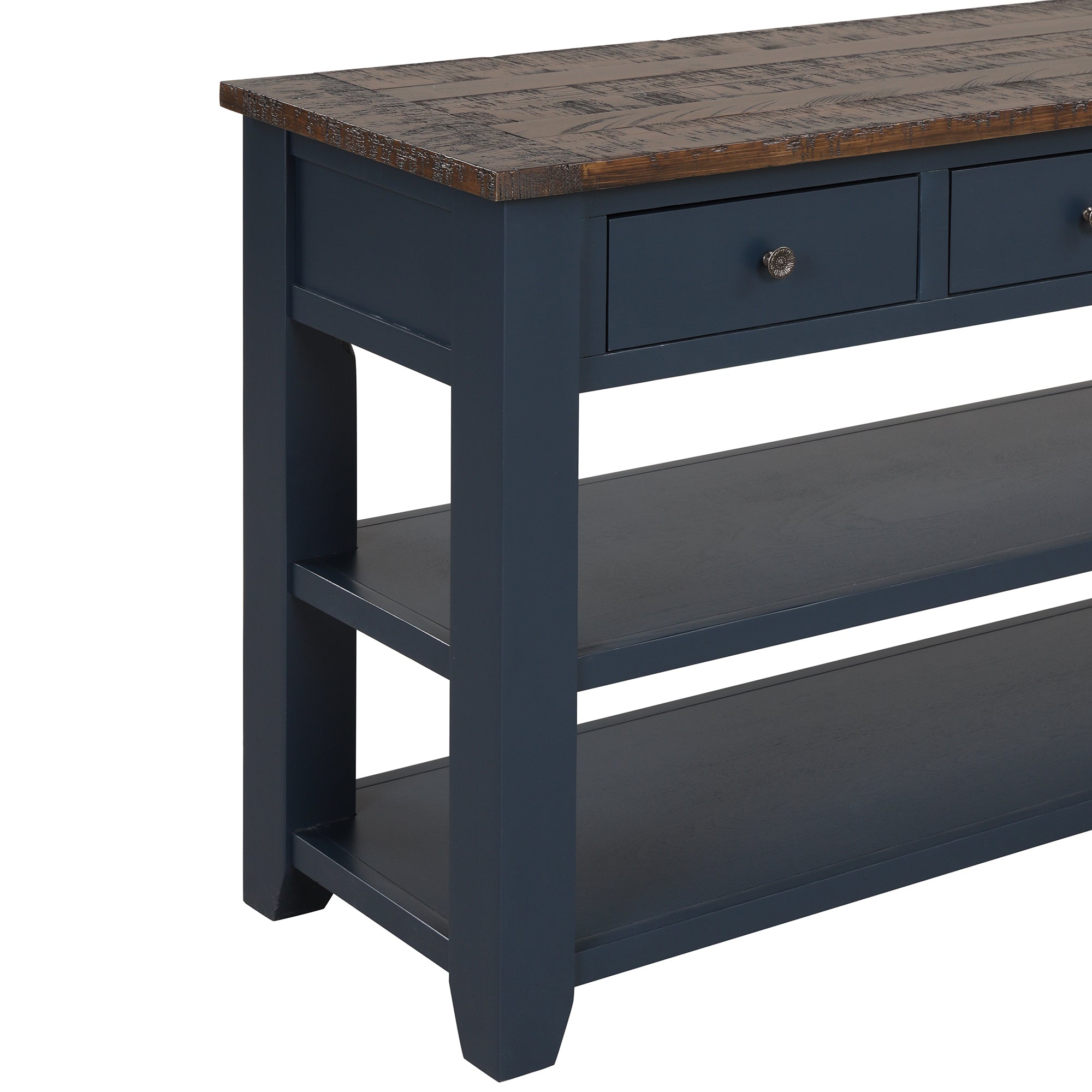 Modern solid pine top control console table(blue)