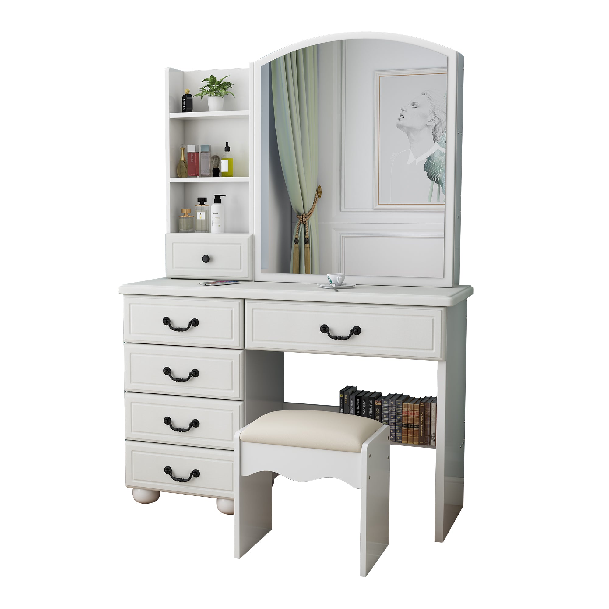 Adjustable lighting fashionable dressing table and mirror