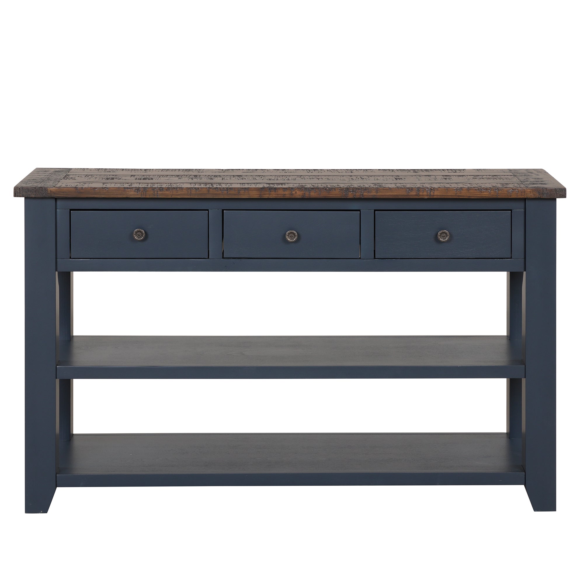 Modern solid pine top control console table(blue)