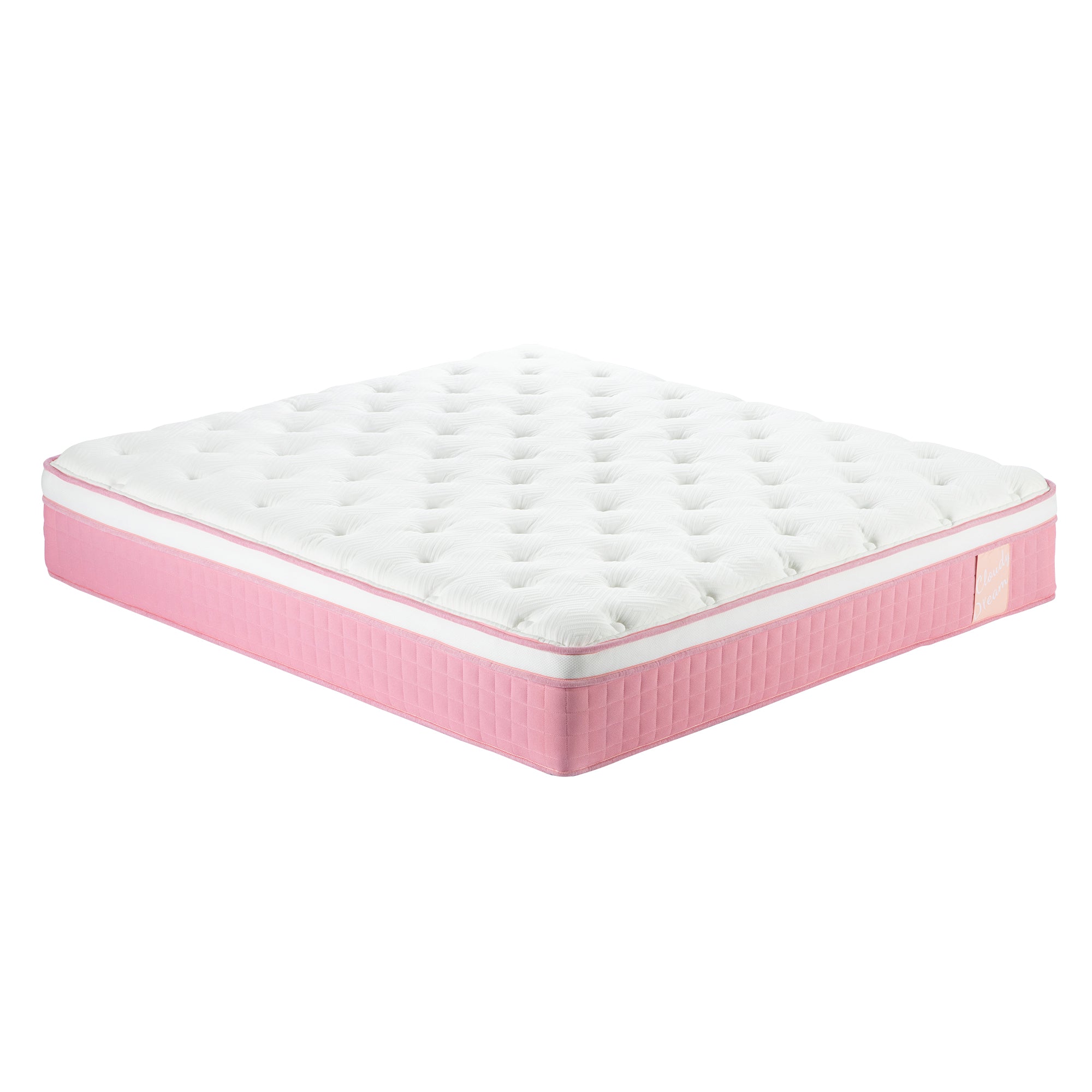 Pink 12-inch hybrid mattress spring memory foam