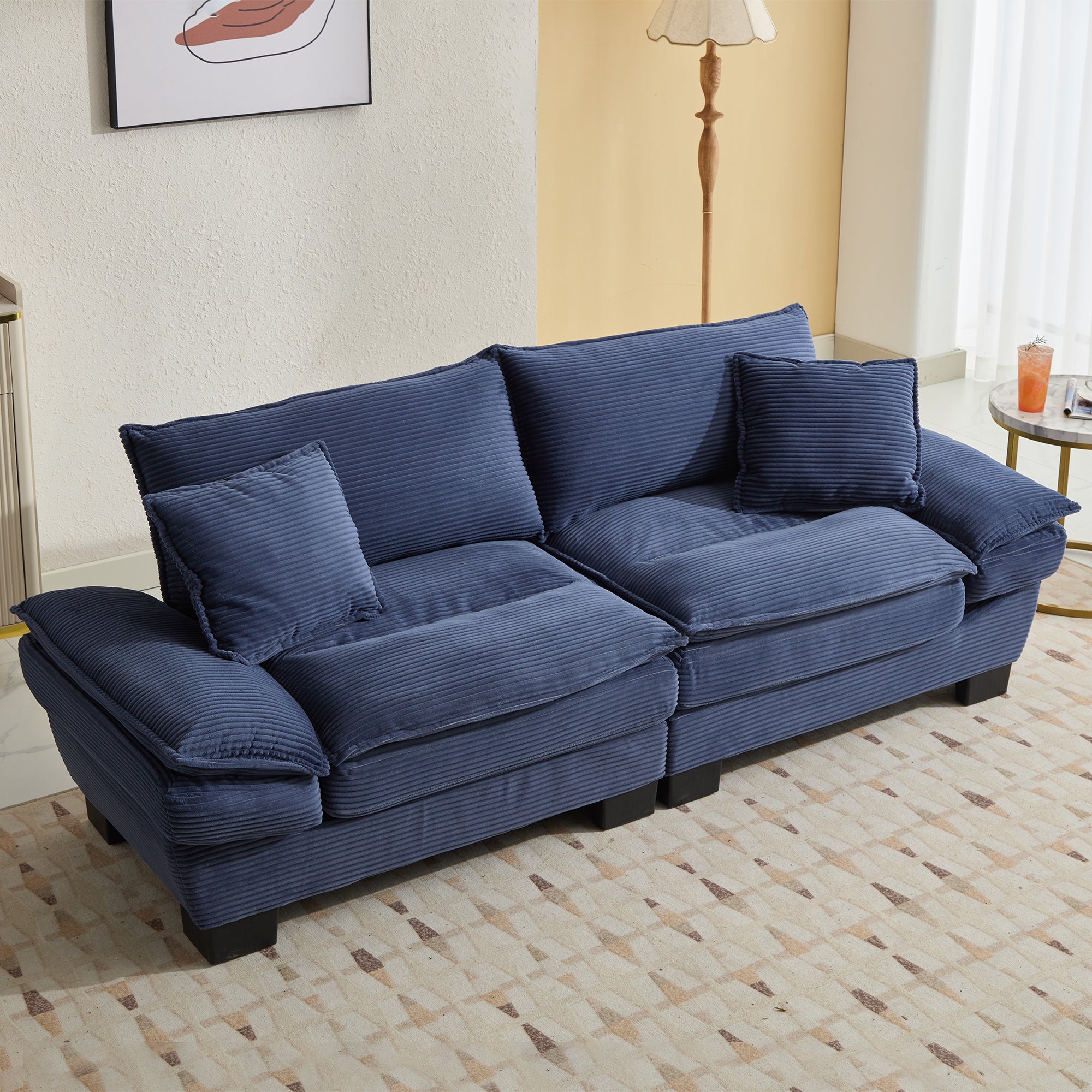 Corduroy sofas suitable for multiple scenarios. (blue)