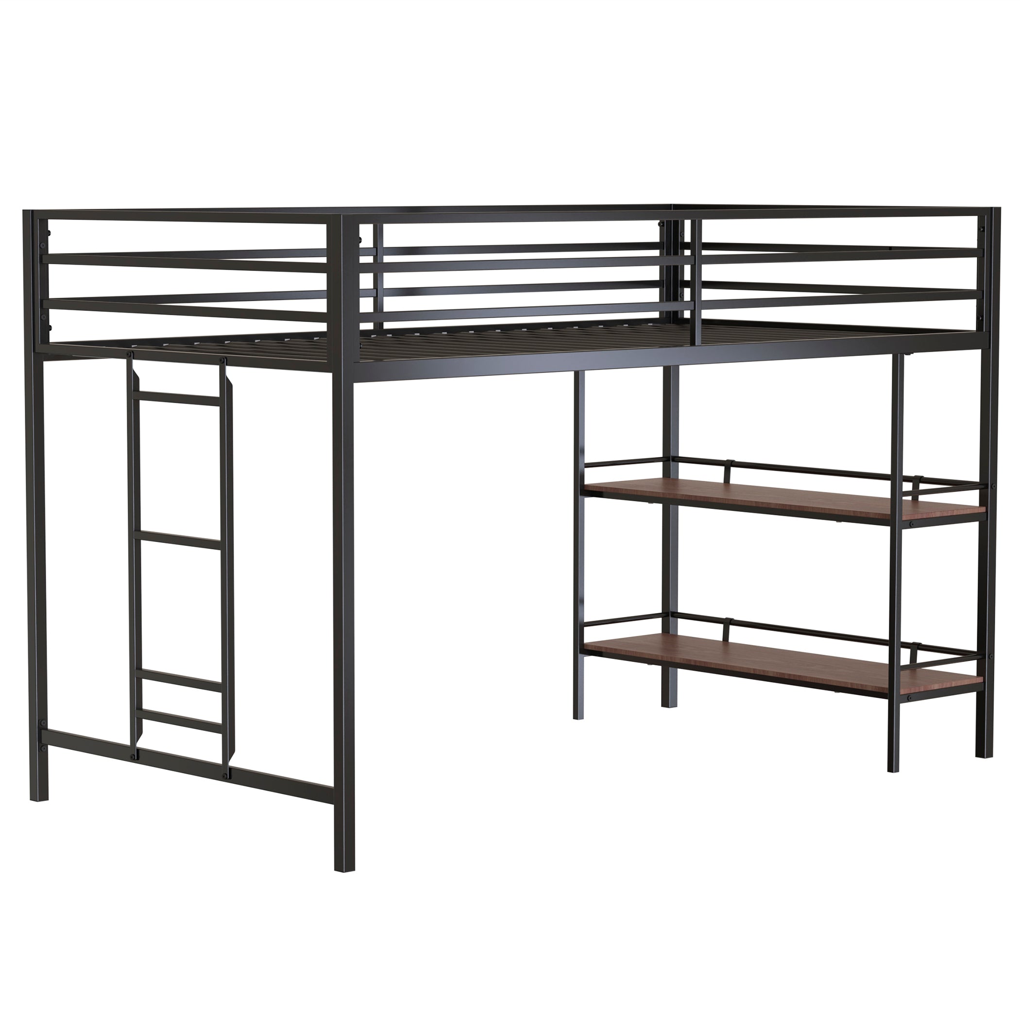 Adam's sturdy metallic black beginner double loft bunk bed