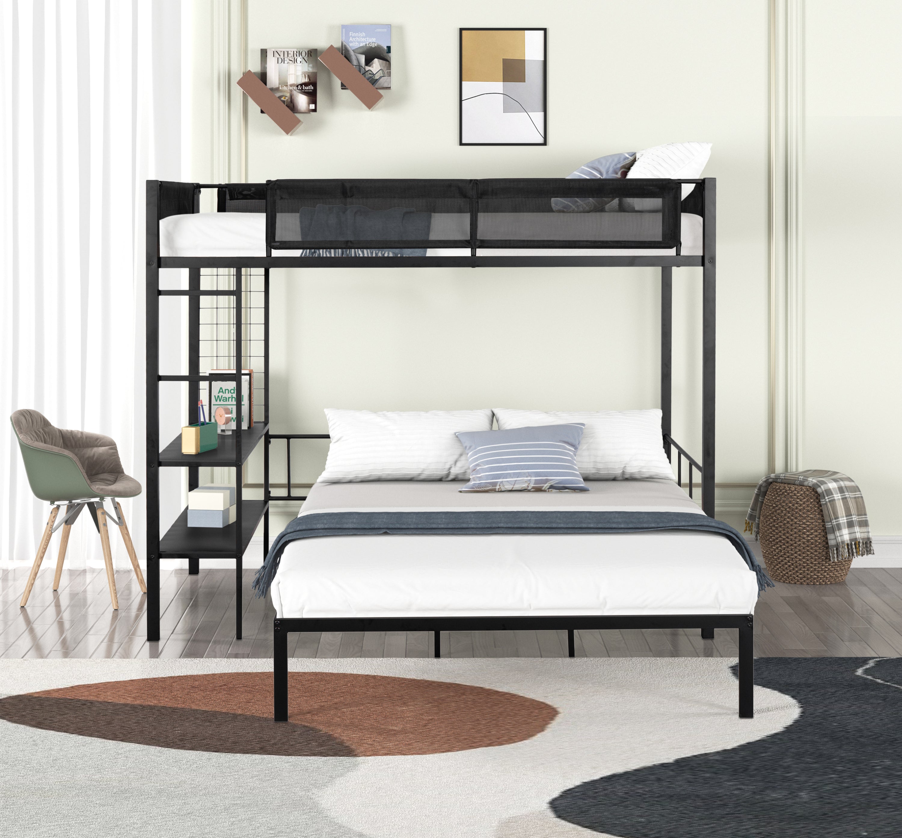 Noise-free wooden strip metal double beds in all berths
