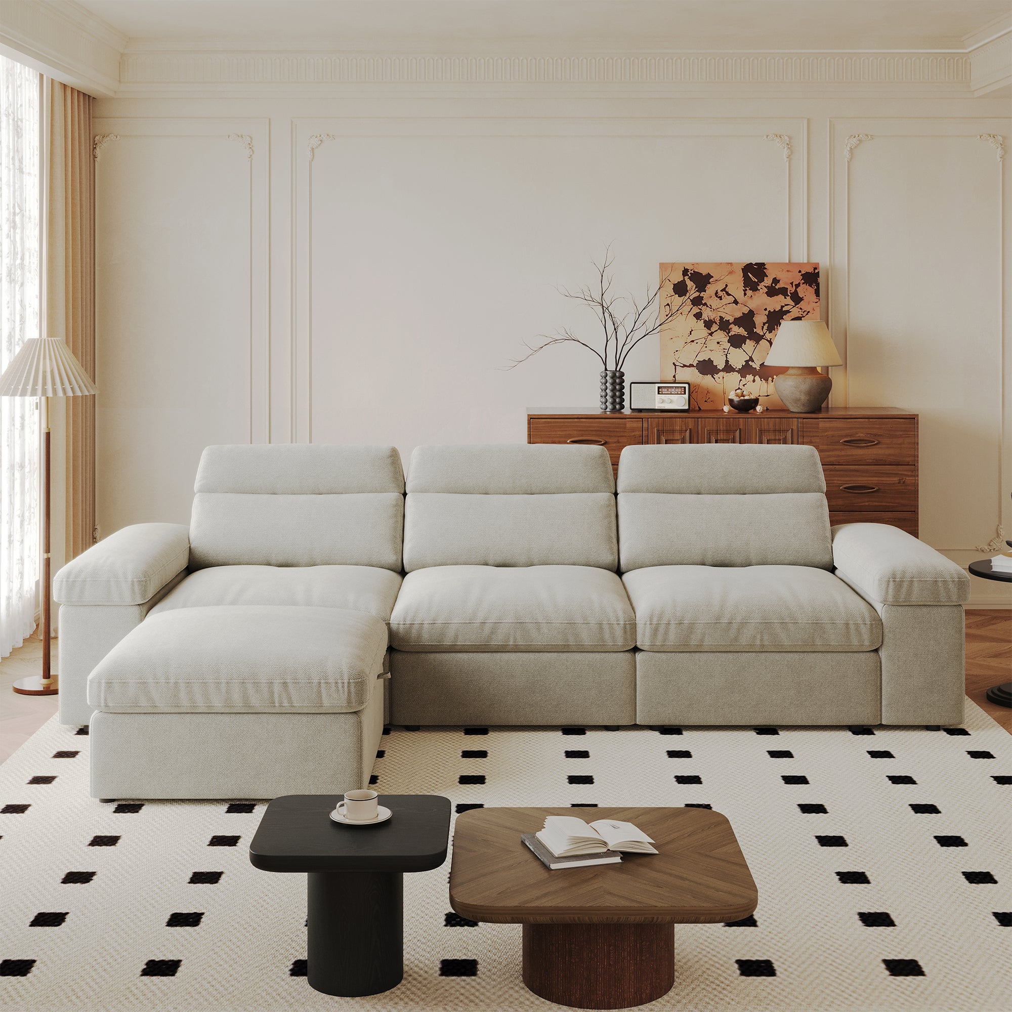 Adjustable combination sofa with storage space(Gray)
