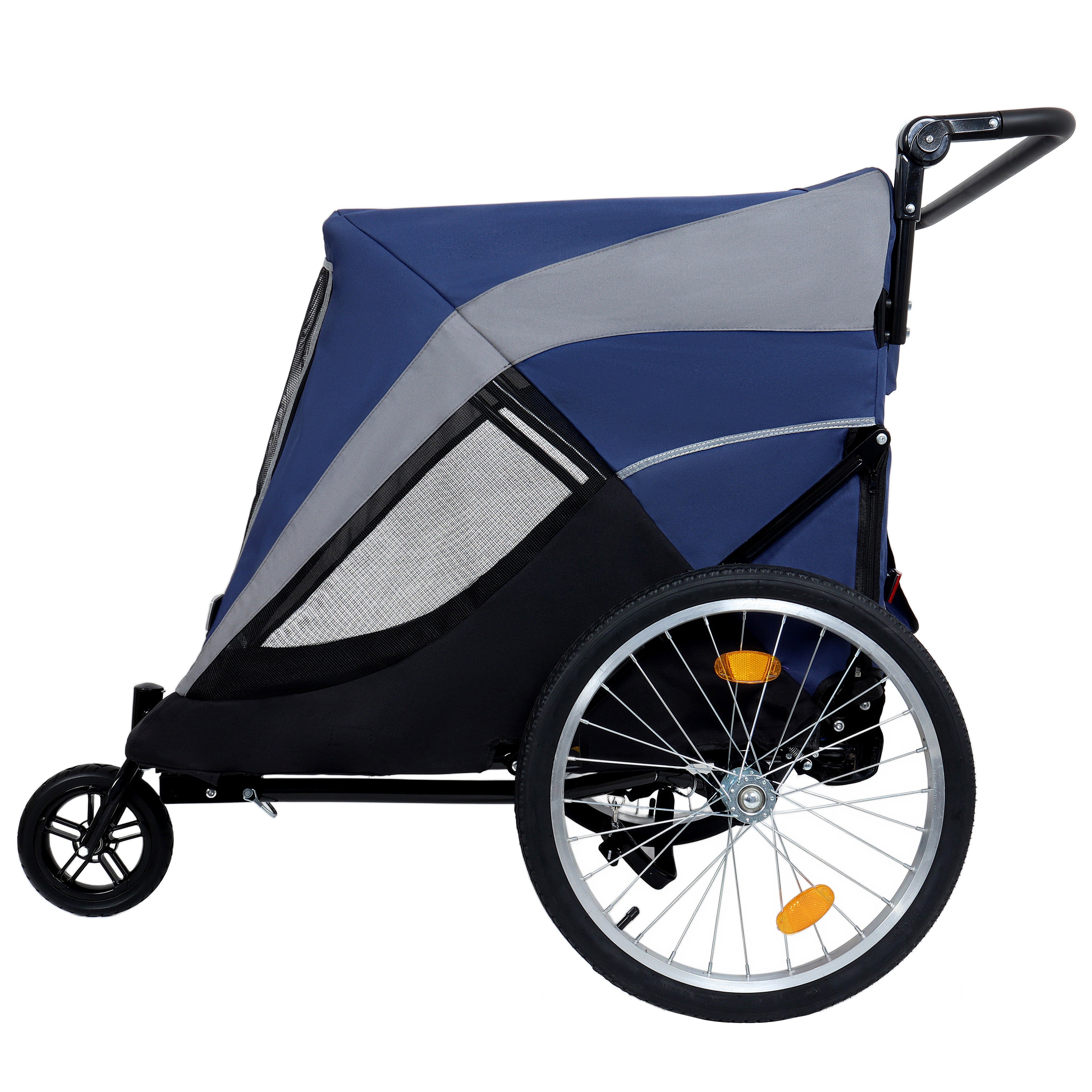 Detachable 2-in-1 pet bicycle trailer and stroller(Black+Blue)