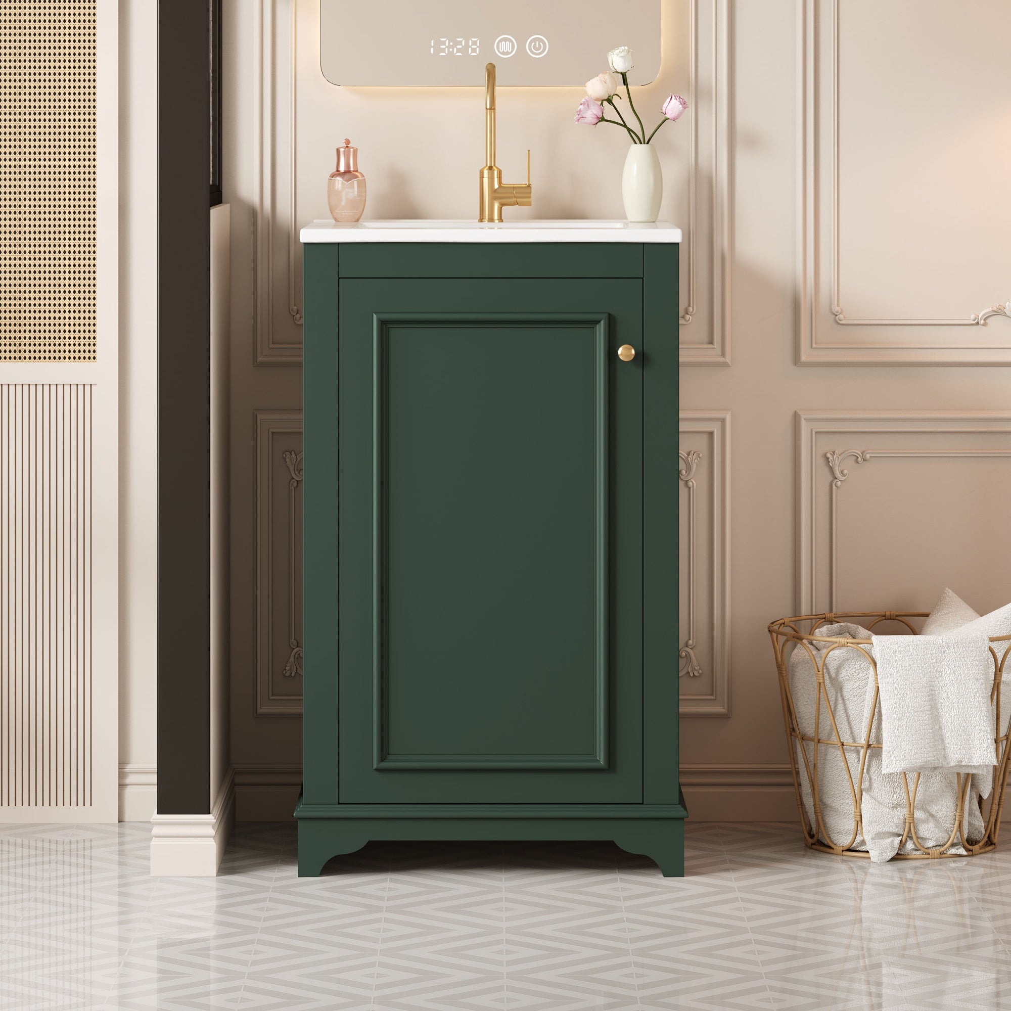 Modern style 20-inch green ceramic sink bathroom dressing table