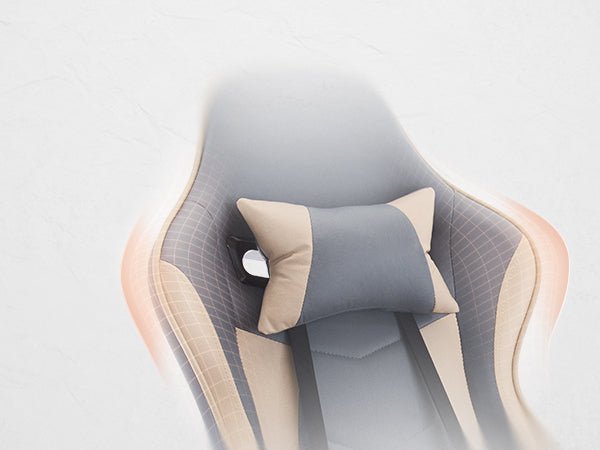 Adjustable ergonomic game chair, footstool and massage waist support（beige+blue） - KiKiUMi