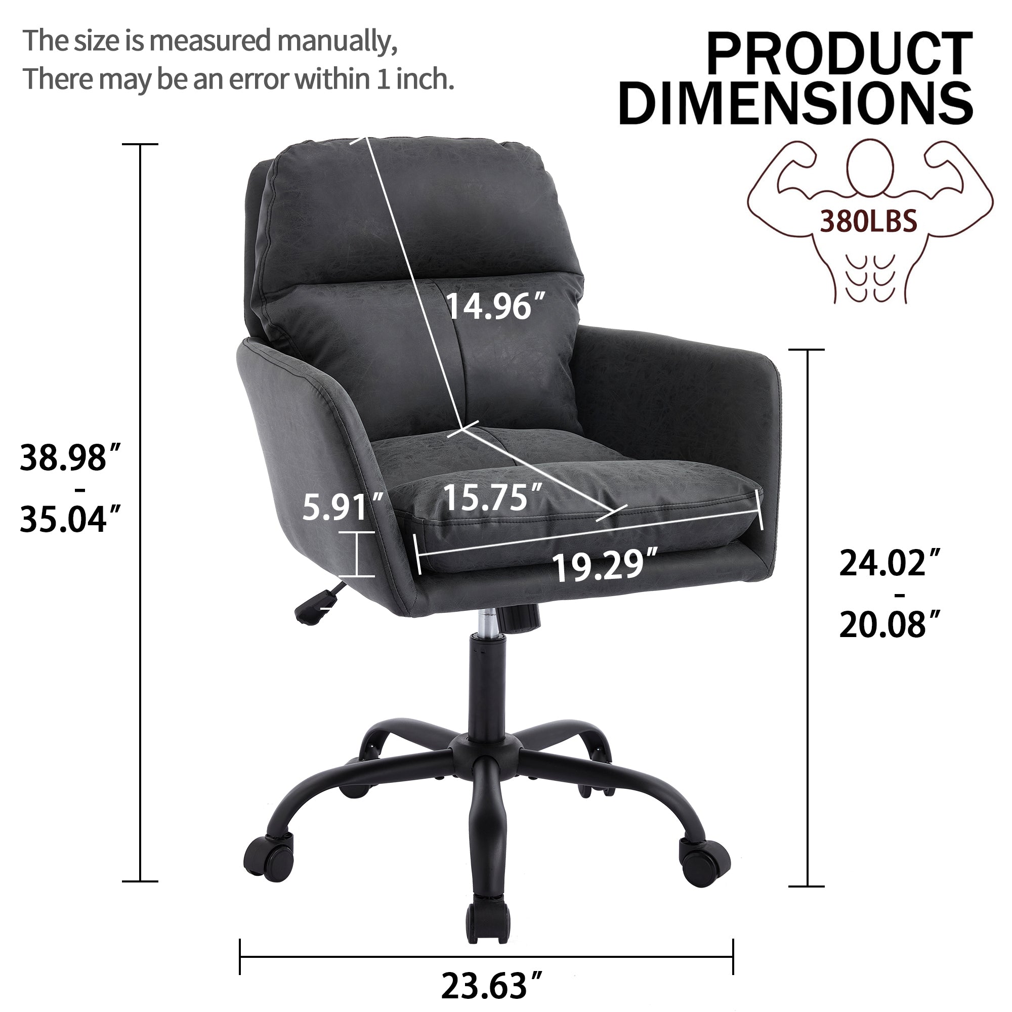Adjustable ergonomic leather swivel chair（black） - KiKiUMi