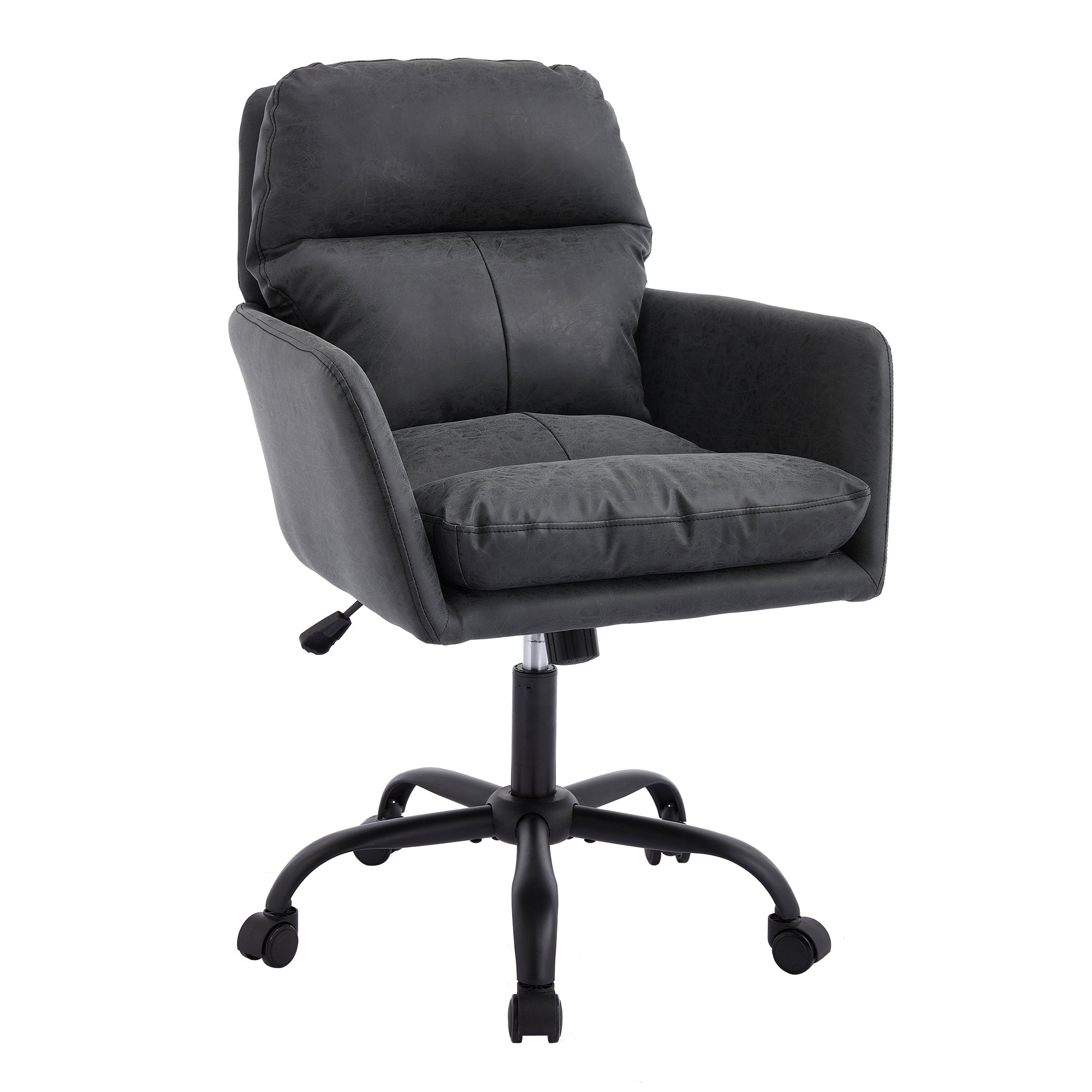 Adjustable ergonomic leather swivel chair（black） - KiKiUMi