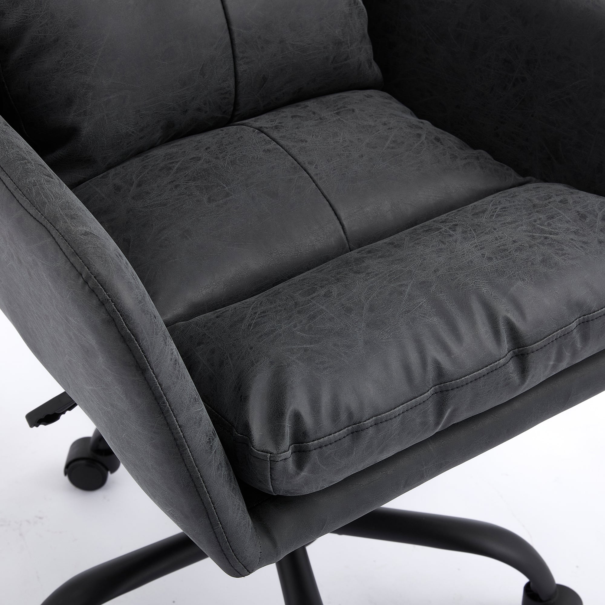 Adjustable ergonomic leather swivel chair（black） - KiKiUMi