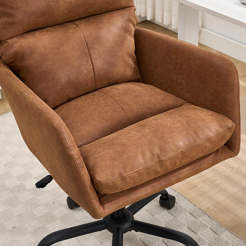 Adjustable ergonomic leather swivel chair（brown） - KiKiUMi