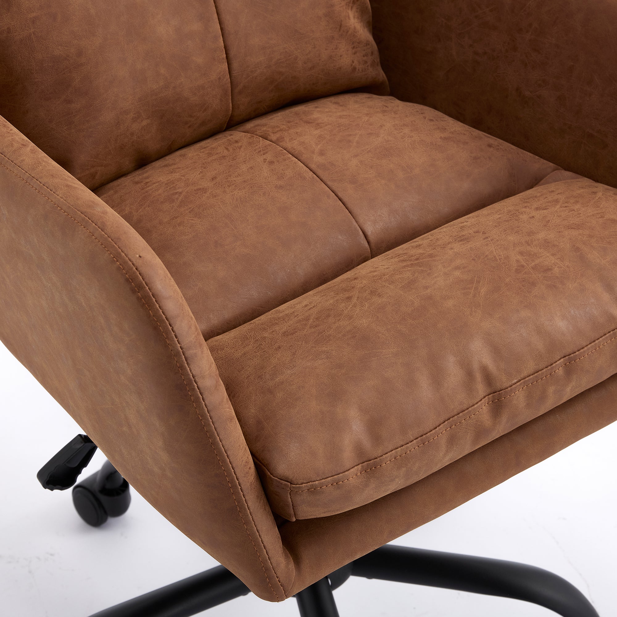 Adjustable ergonomic leather swivel chair（brown） - KiKiUMi