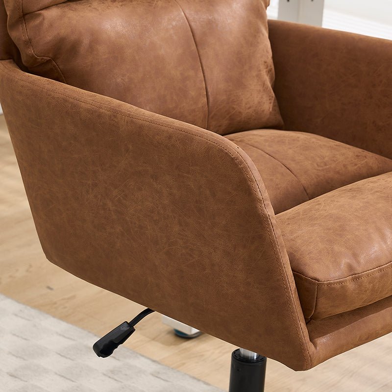 Adjustable ergonomic leather swivel chair（brown） - KiKiUMi