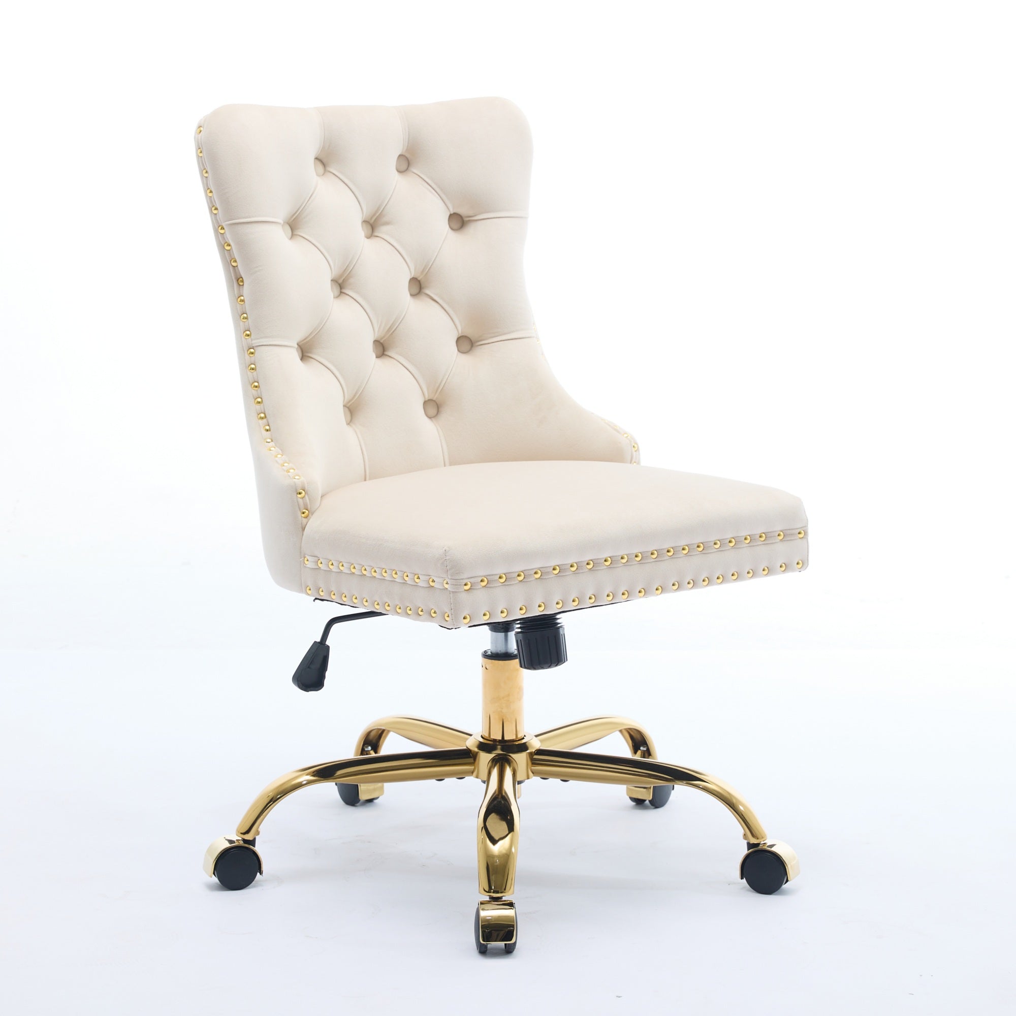 Adjustable modern velvet soft cushion velvet - button home office chairbeige) - KiKiUMi