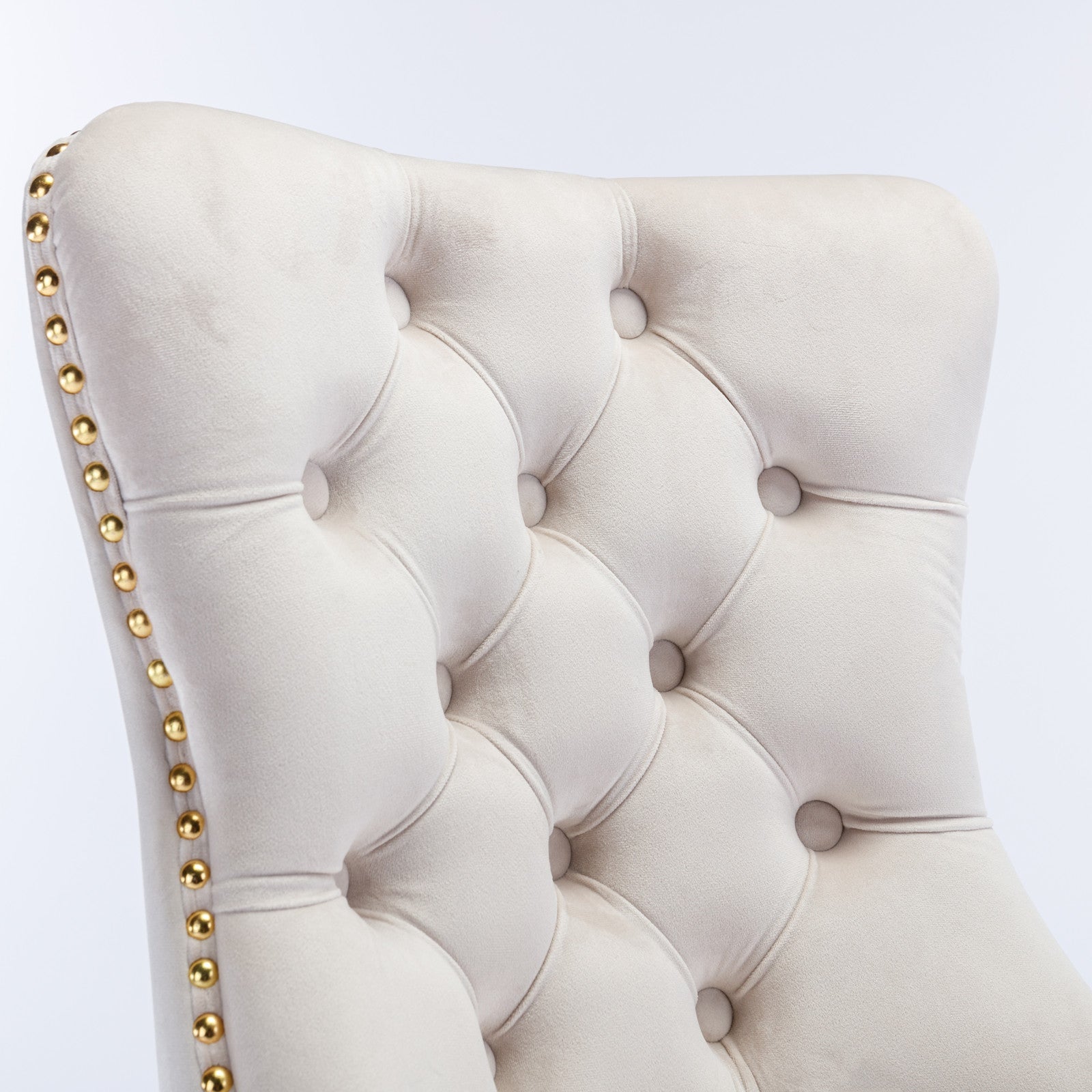 Adjustable modern velvet soft cushion velvet - button home office chair(beige) - KiKiUMi